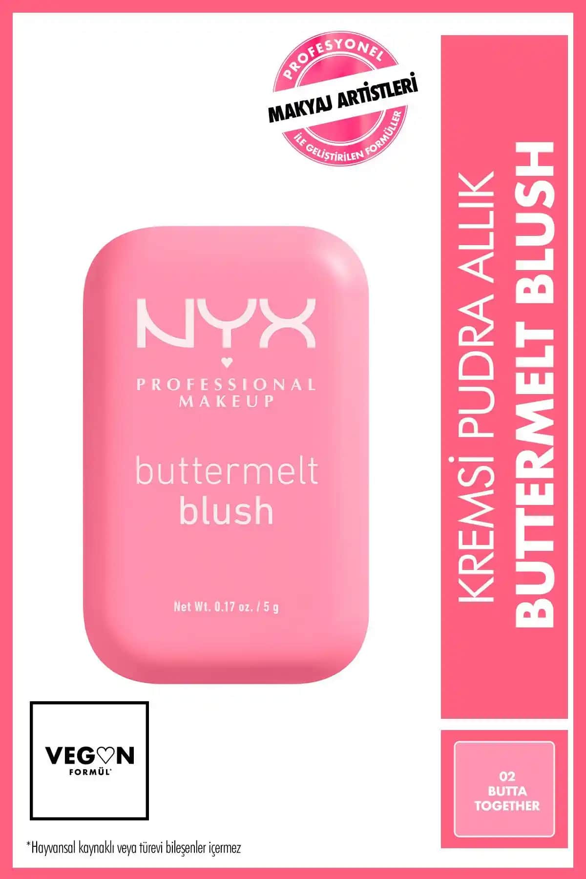 NYX Buttermelt Blush Allık 02 Butta Together: Doğal ve Parlak Görünüm Sağlayan Toz Allık