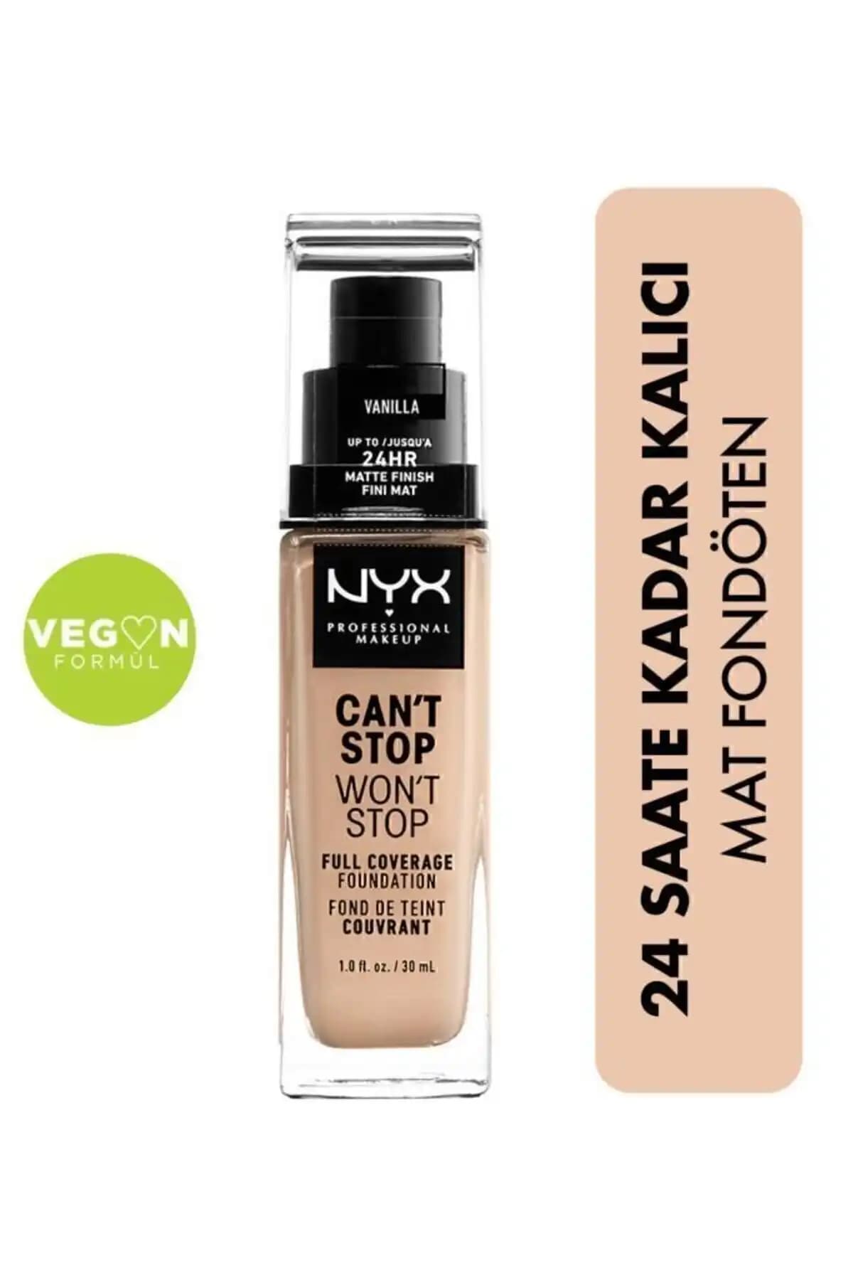 NYX Can't Stop Won't Stop Fondöten: Yüksek Kapatıcılık ve Doğal Mat Görünüm Özelliğiyle Günlük Kullanım