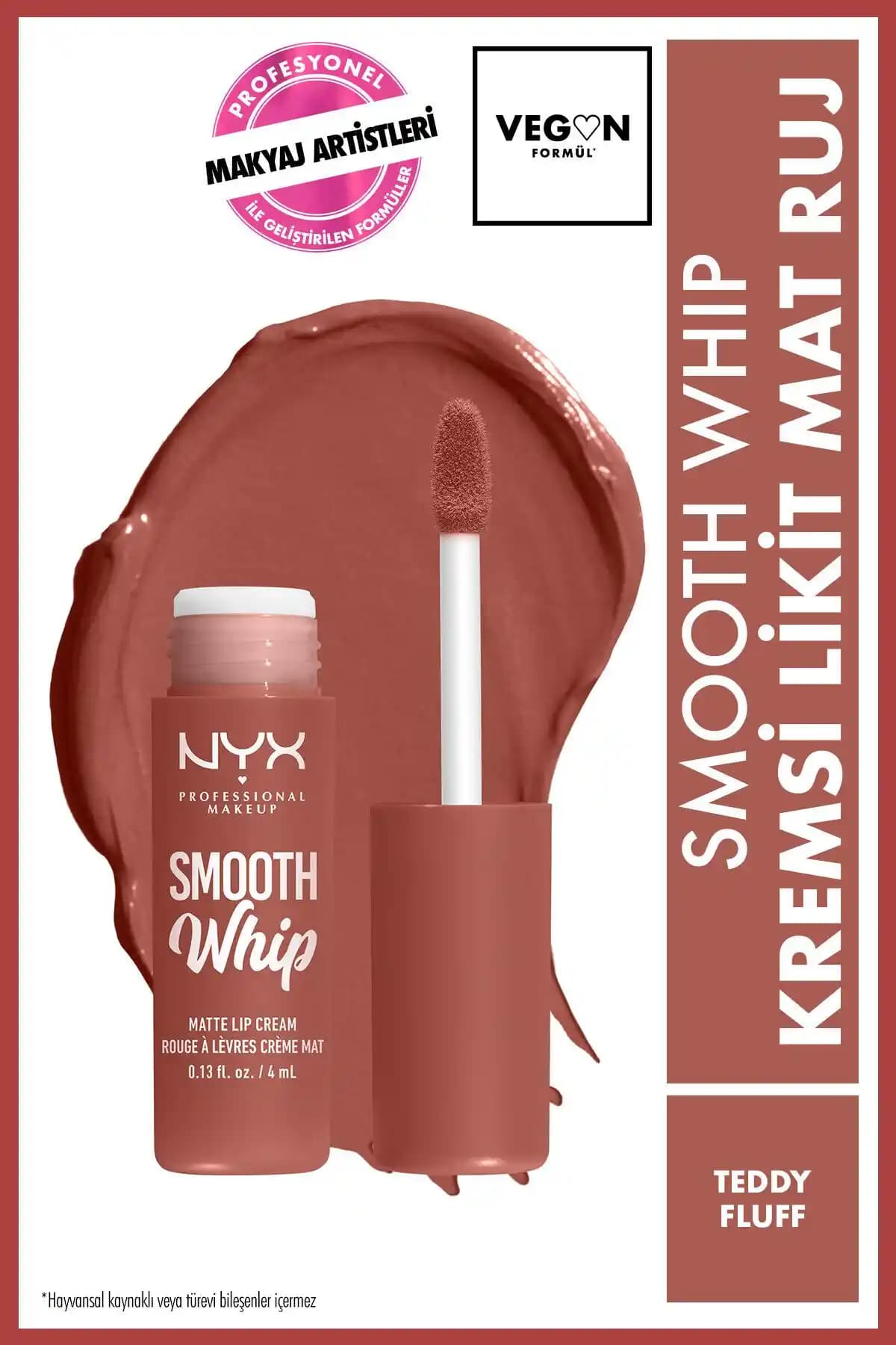 NYX Smooth Whip Kremsi Likit Mat Ruj Teddy Fluff – Doğal ve Kalıcı Dudak Makyajı İçin
