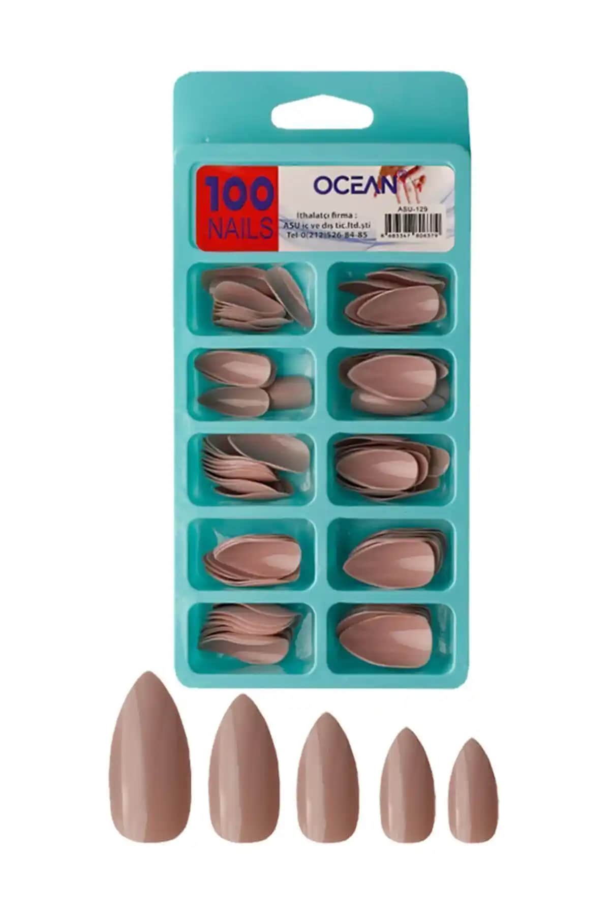 Ocean 129 100'lü Pembe Protez Tırnak Seti Profesyonel ve Kişisel Kullanım İçin Uygun