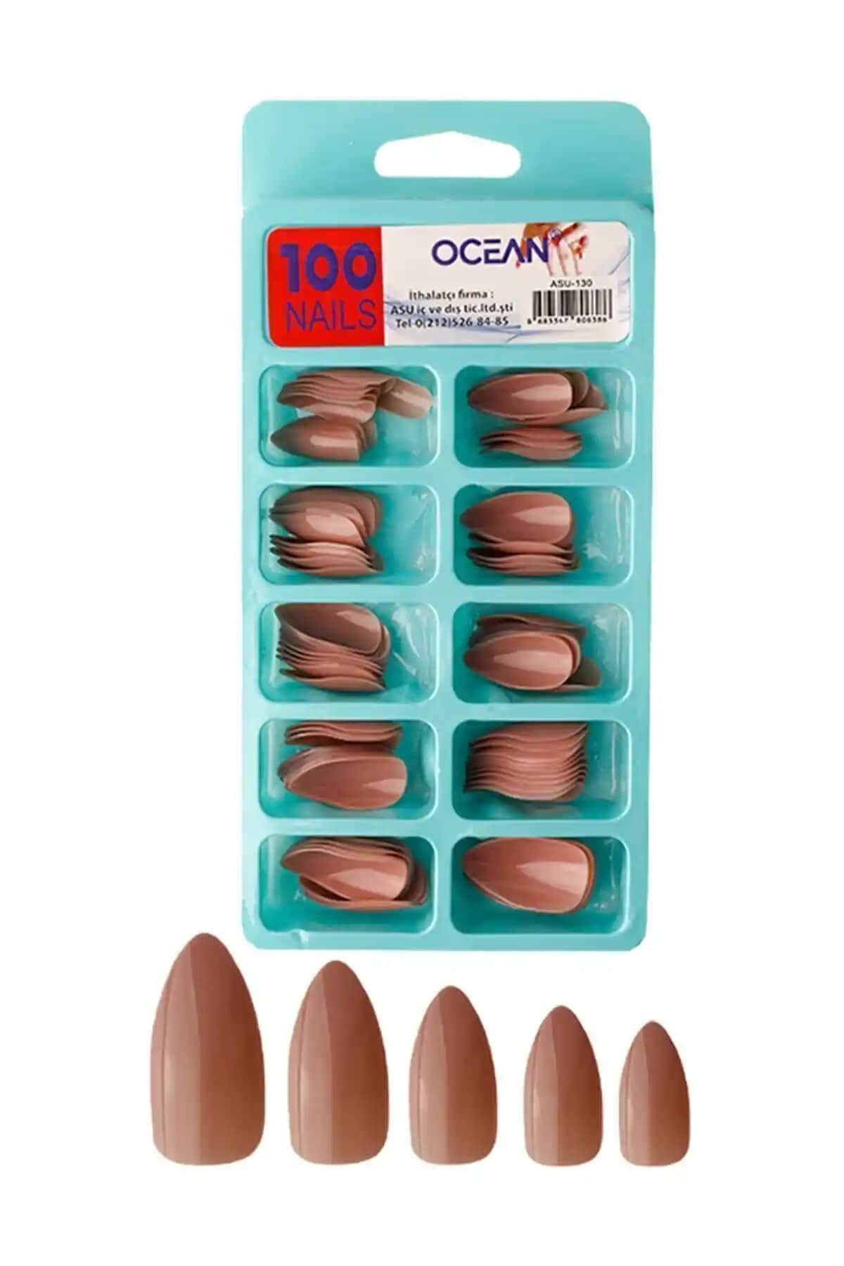 Ocean 130 100'lü Kutulu Badem Protez Takma Tırnak - Doğal Görünüm ve Dayanıklılık