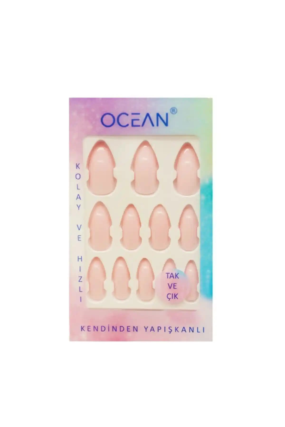 Ocean 758 Kendinden Yapışkanlı Takma Tırnaklar Çok Renkli ve Doğal Görünüm İçin Uygun