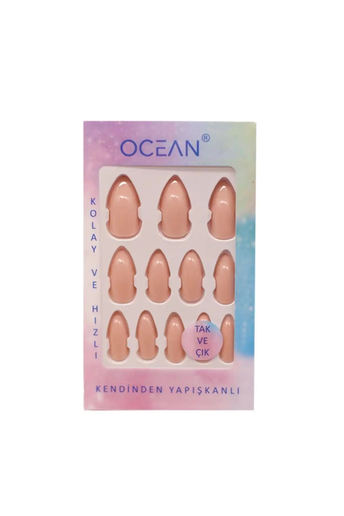 Ocean 767 Kendinden Yapışkanlı Pembe Takma Tırnak Pratik ve Şık Kullanım