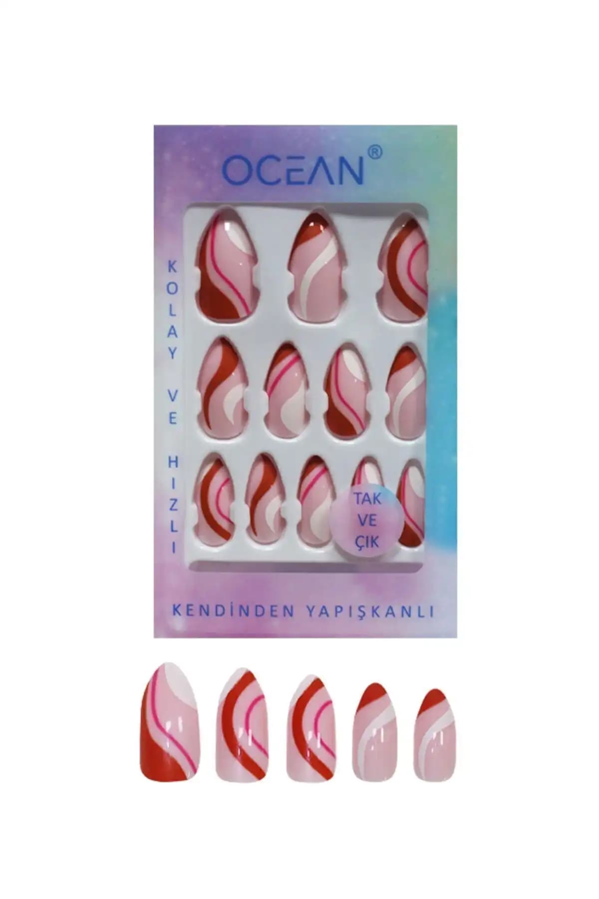 Ocean Takma Tırnak Kendinden Yapışkanlı Renkli ve Dayanıklı Pratik Kullanım