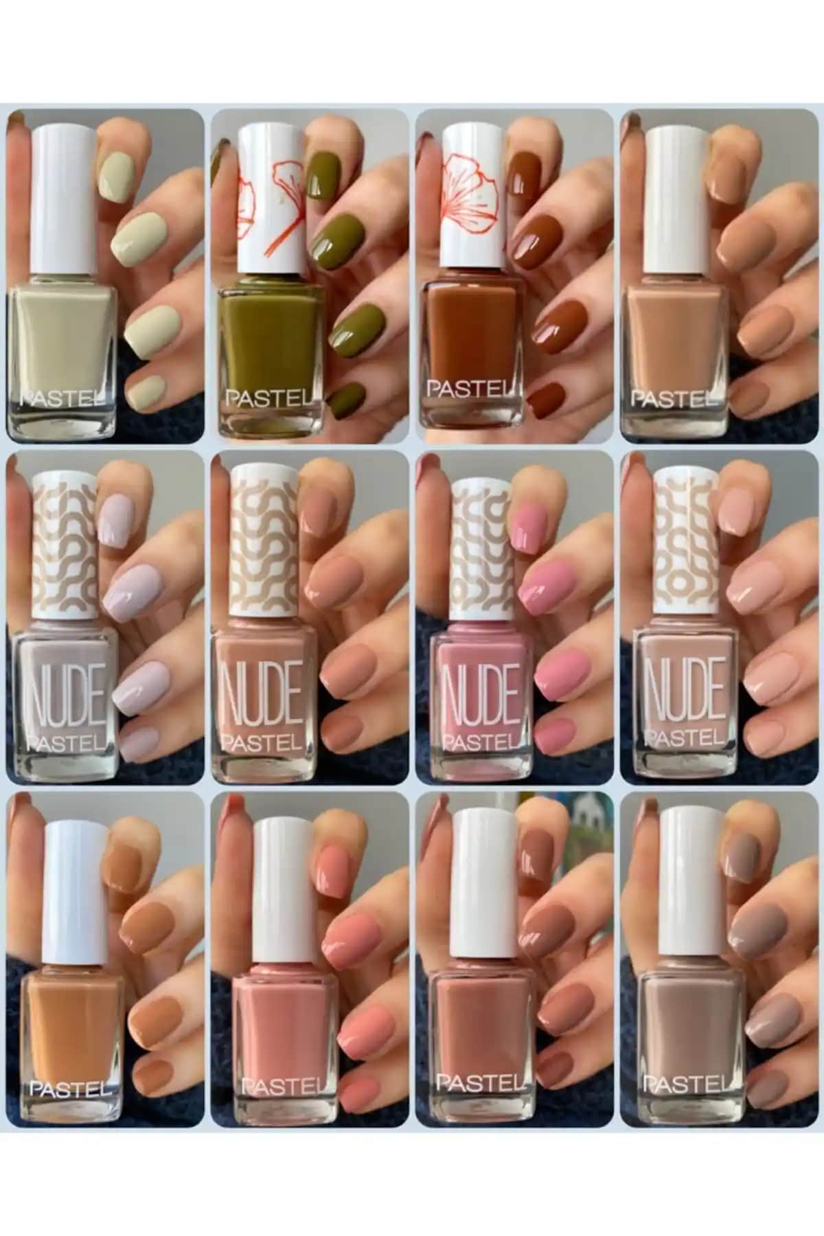 Pastel Syneecosmetic Kahve 12'li Oje Seti Parlak ve Canlı Renklerle Günlük Kullanım İçin