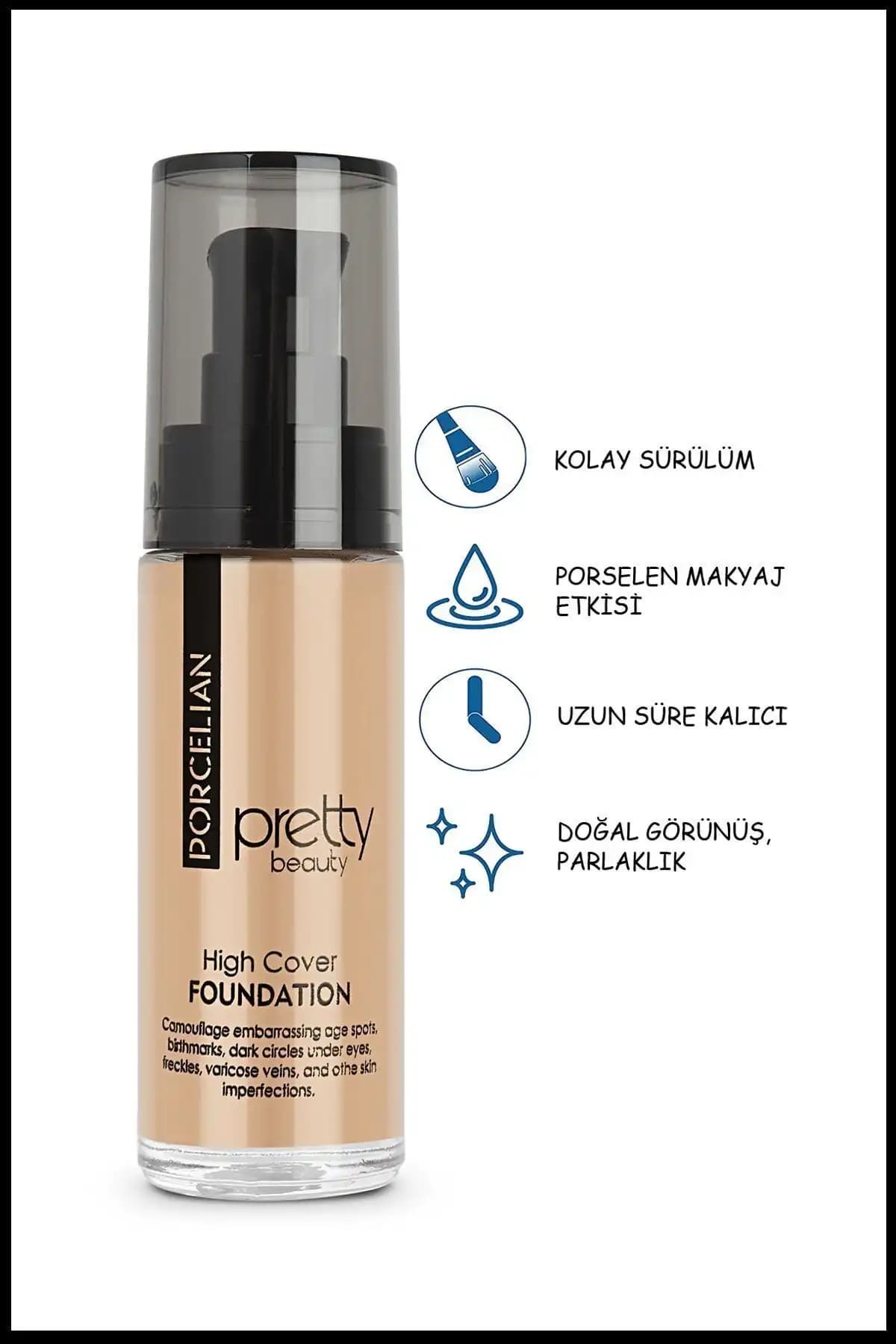 Pretty Beauty High Cover Yüksek Kapatıcı Fondöten No:2 Doğal ve Kalıcı Makyaj İçin