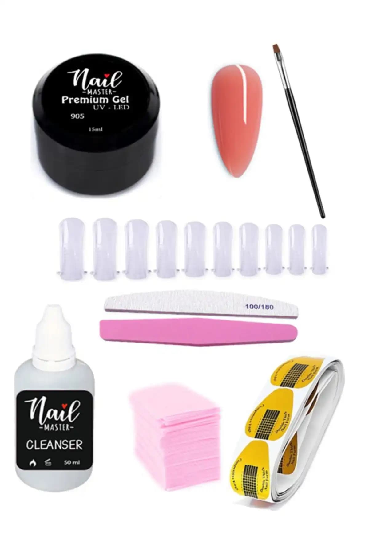 Protez Tırnak UV Jel Seti 905-Cover Pink ile Profesyonel ve Evde Güçlü Tırnaklar
