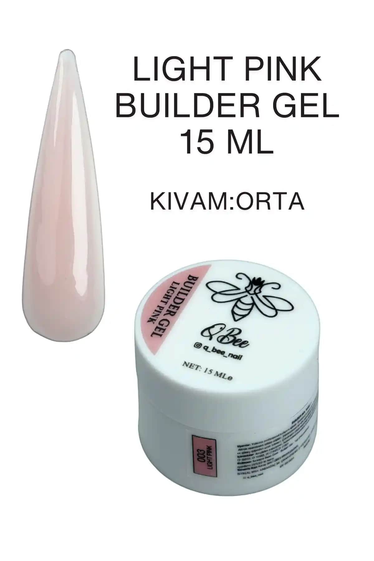 QBEE PROFESSIONAL 15ml Light Pink Protez Tırnak Jeli Builder Gel Estetik ve Dayanıklılık