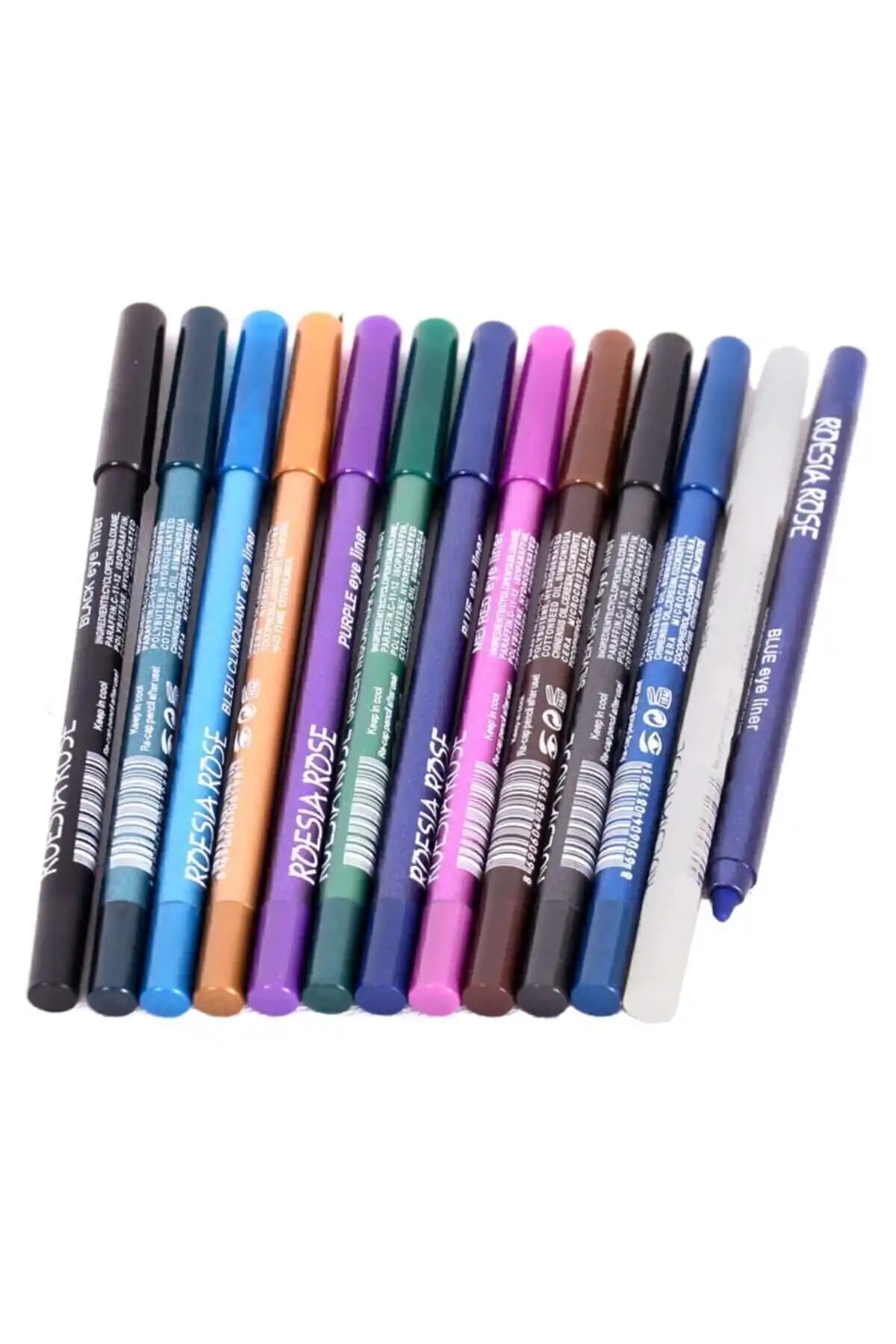 Roesia Rose Cosmetics Çok Renkli Göz Kalemi Seti Uzun Ömürlü ve Suya Dayanıklı Tasarım