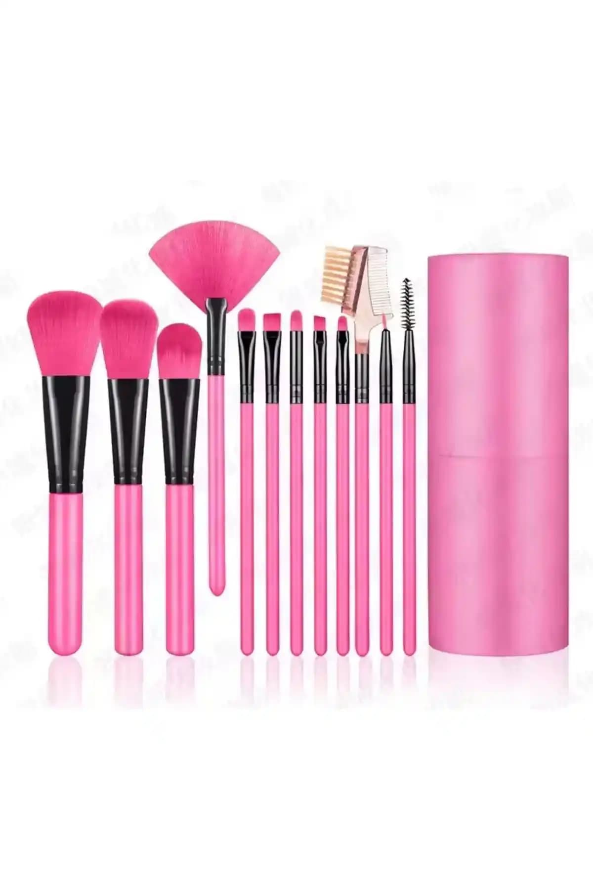 ROWENAROSE 12 Parça Silindir Makyaj Fırça Seti Profesyonel ve Ev Kullanımı İçin Uygun