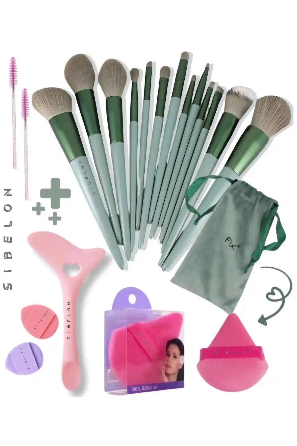 Sibelon 20 Parça Özel Keseli Makyaj Fırça Seti Profesyonel ve Günlük Kullanım İçin
