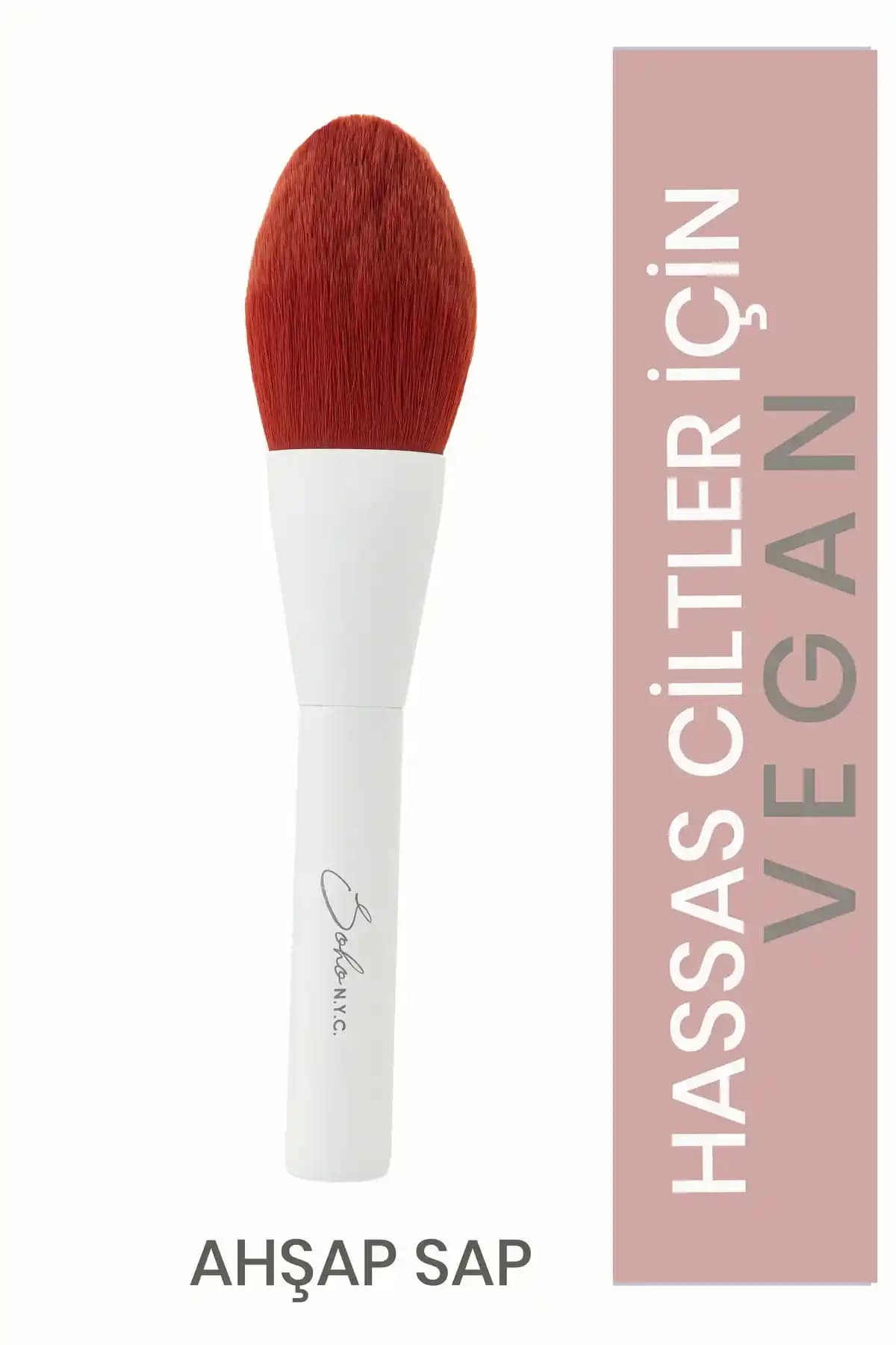 Soho N.Y.C. Vegan Düz Pudra-Allık Fırçası: Şık ve Etik Makyaj Deneyimi Sunar