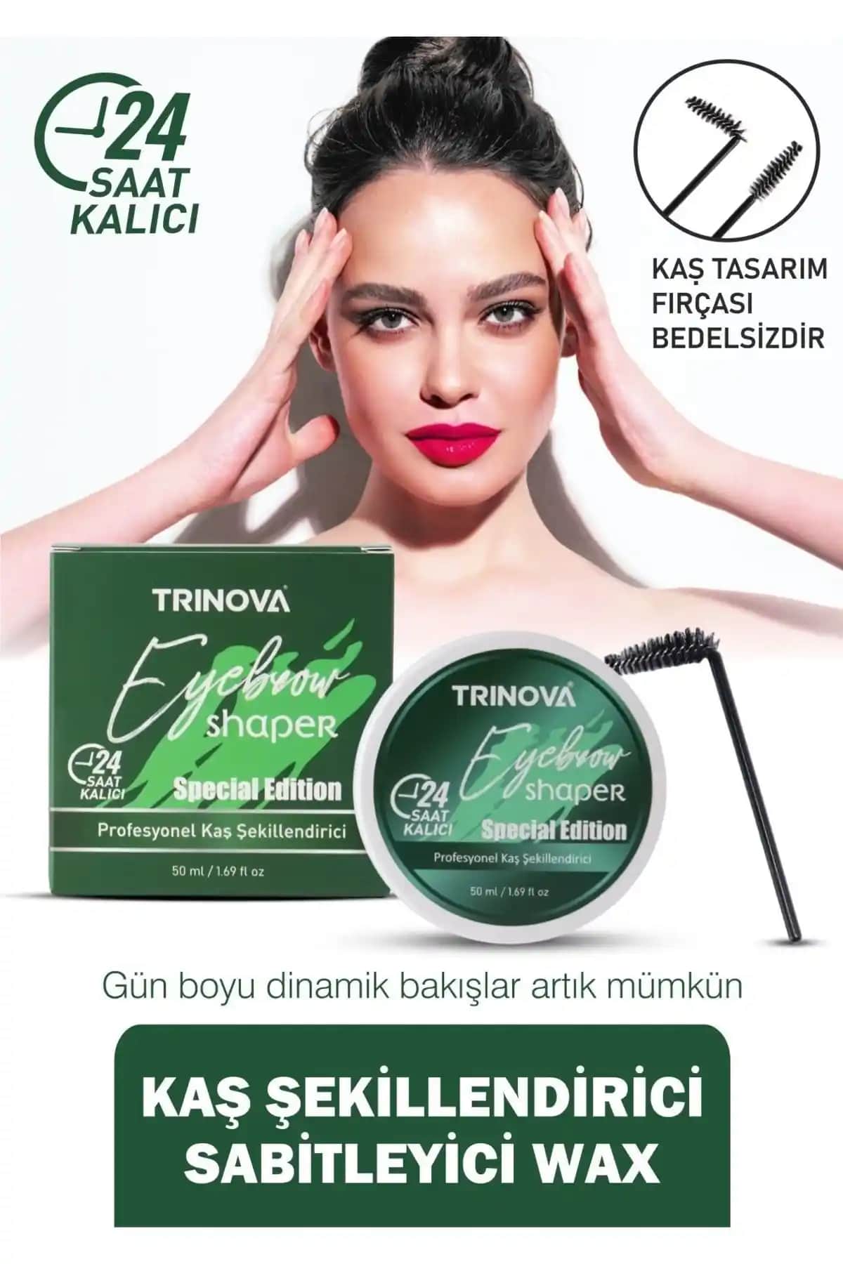 Trinova Kollajen’li Kaş Sabitleyici Wax 50ml | Gün Boyu Kalıcı ve Doğal Kaş Şekillendirme