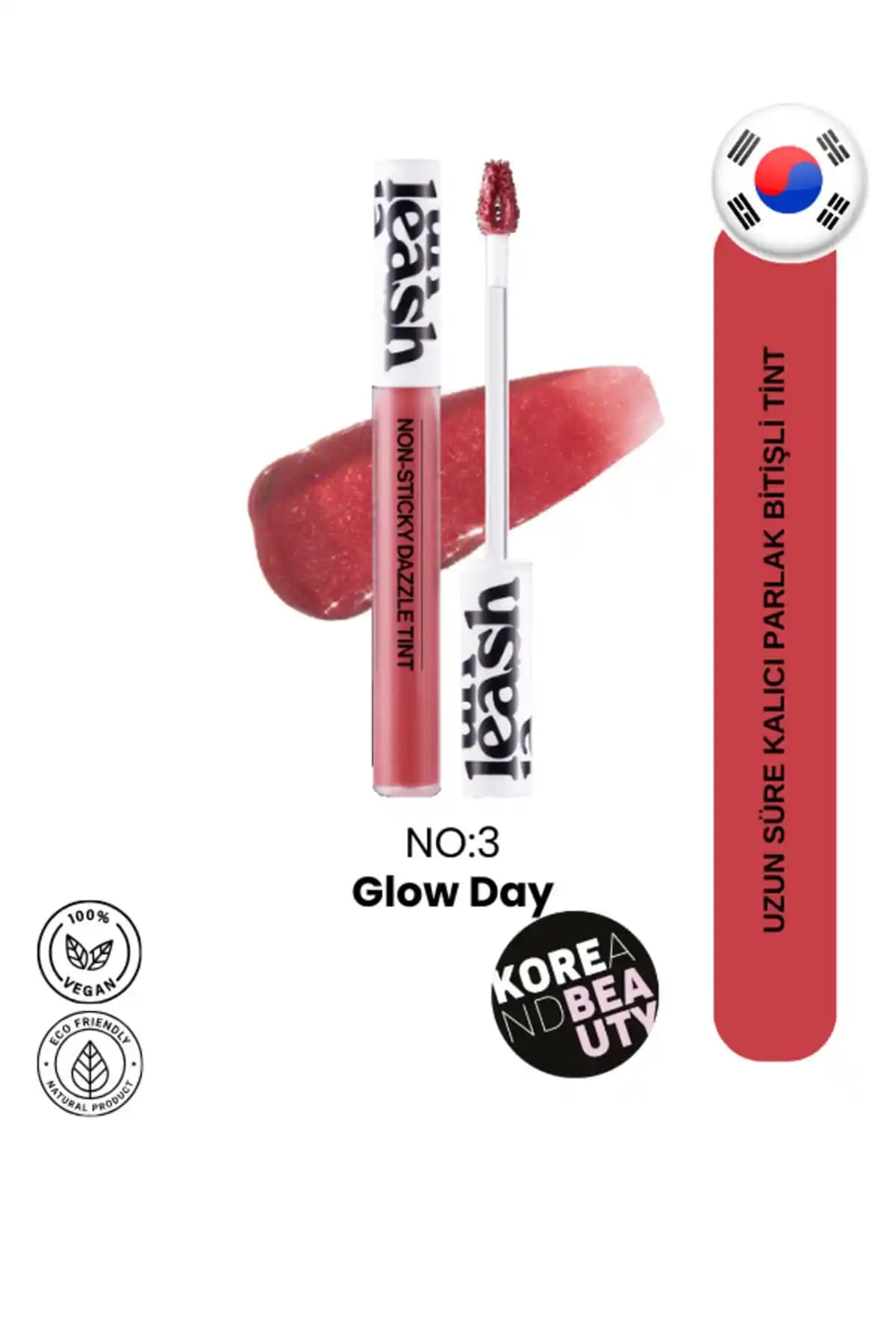 Unleashia Non-sticky Dazzle Tint No:03 Glow ile doğal parlak ve dolgun dudaklar elde edin