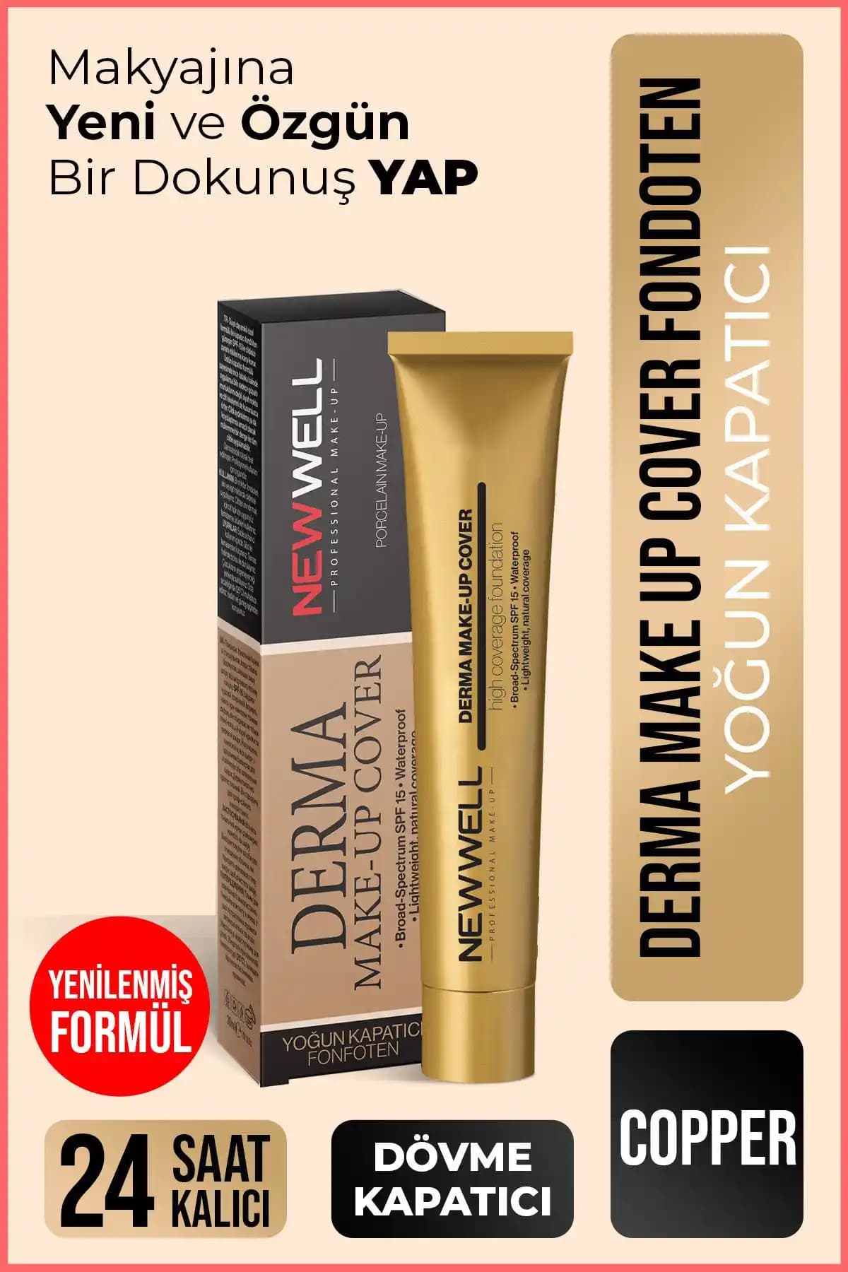 Well Derma Make-up Cover Foundation Copper: Yüksek Kapatıcılık ve Dayanıklılık Sunan Makyaj Fondöteni