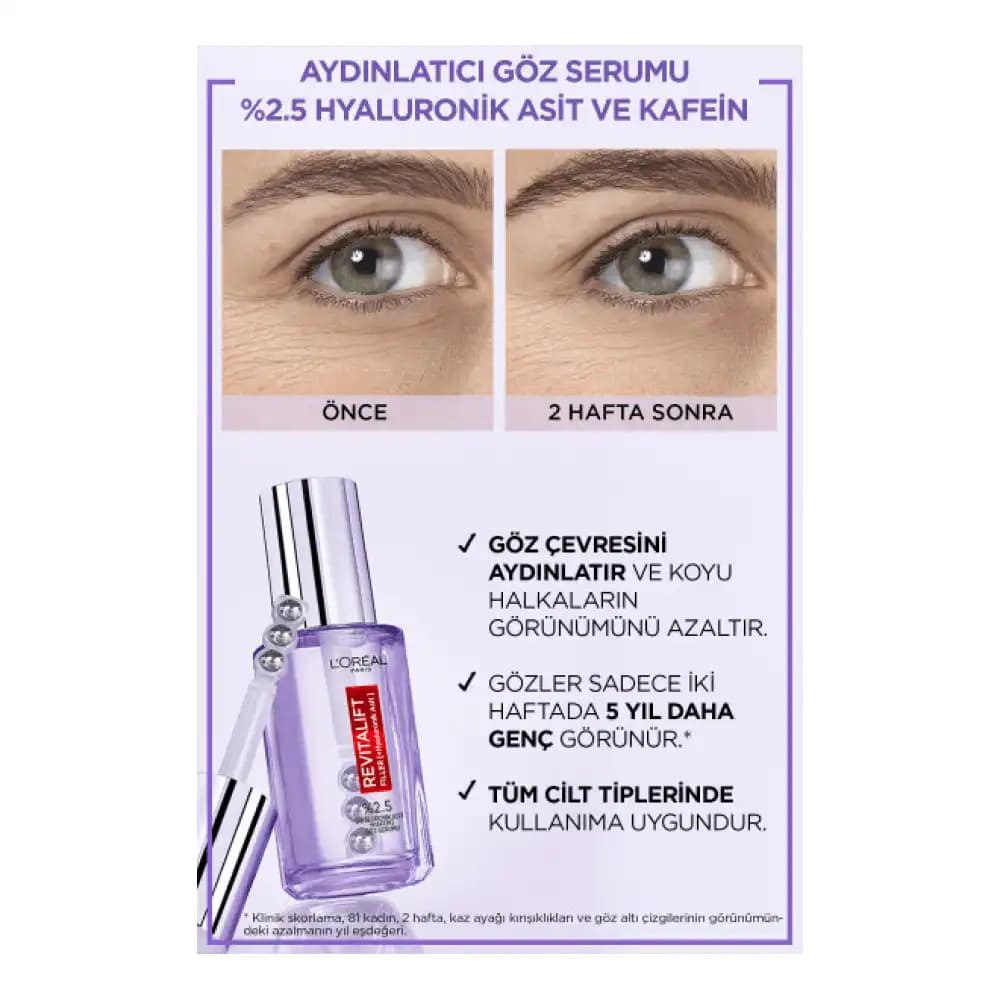 L'Oréal Paris Revitalift Göz Serumu: Göz Çevresi Gençlik ve Sağlıklı Görünüm İçin