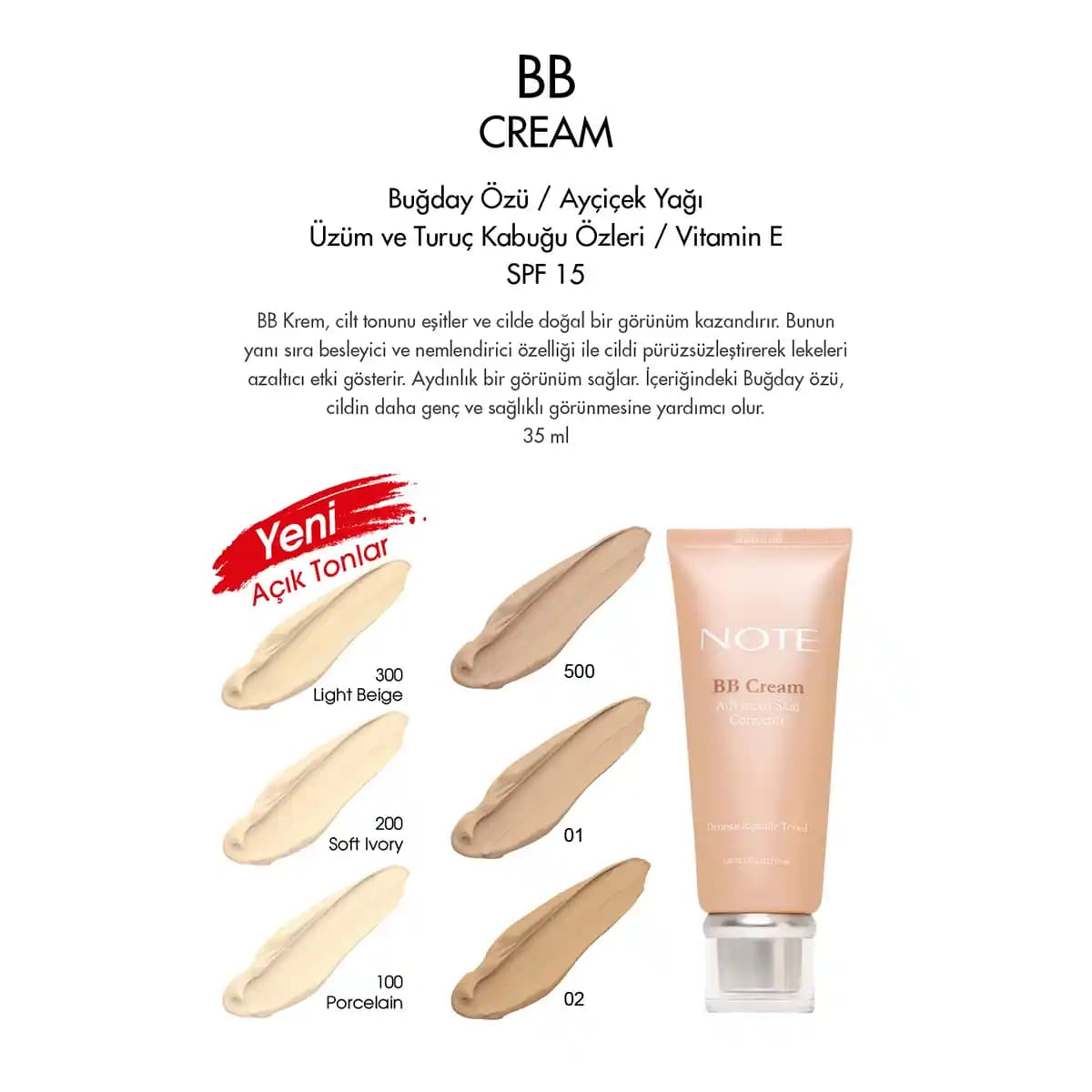 Note BB Krem 100 Porcelain: Çok Yönlü ve Doğal Görünüm Sağlayan Makyaj Ürünü