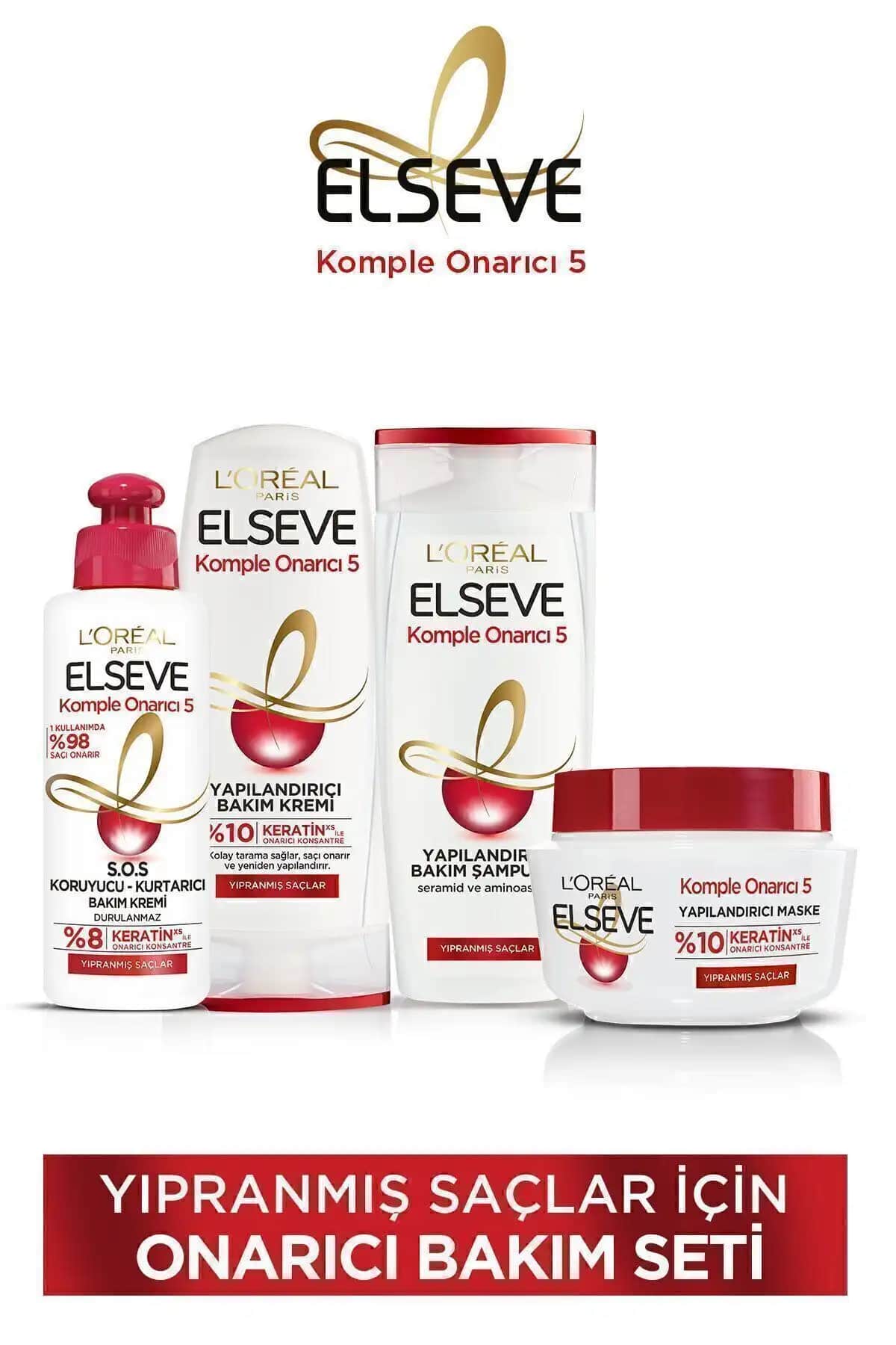 Elseve Komple Onarıcı 5 Yıpranmış Saçlar İçin Saç Bakım Seti