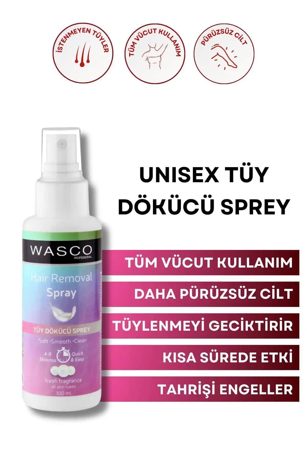 Wasco Unisex Tüy Dökücü Krem Sprey 100 ml: Etkili ve Ağrısız Tüy Dökme Çözümü