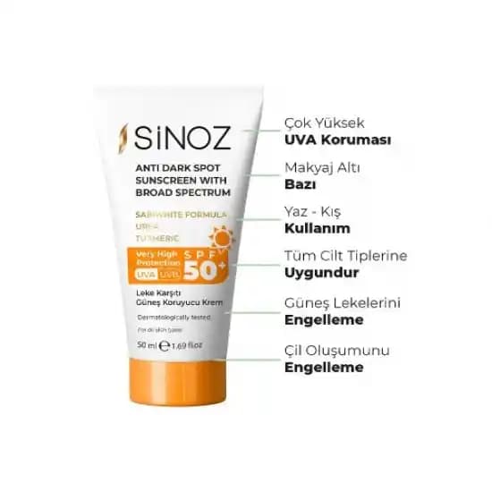 Sinoz SPF50+ Leke Karşıtı Güneş Koruyucu Krem ile Cilt Koruma ve Lekeleri Önleme