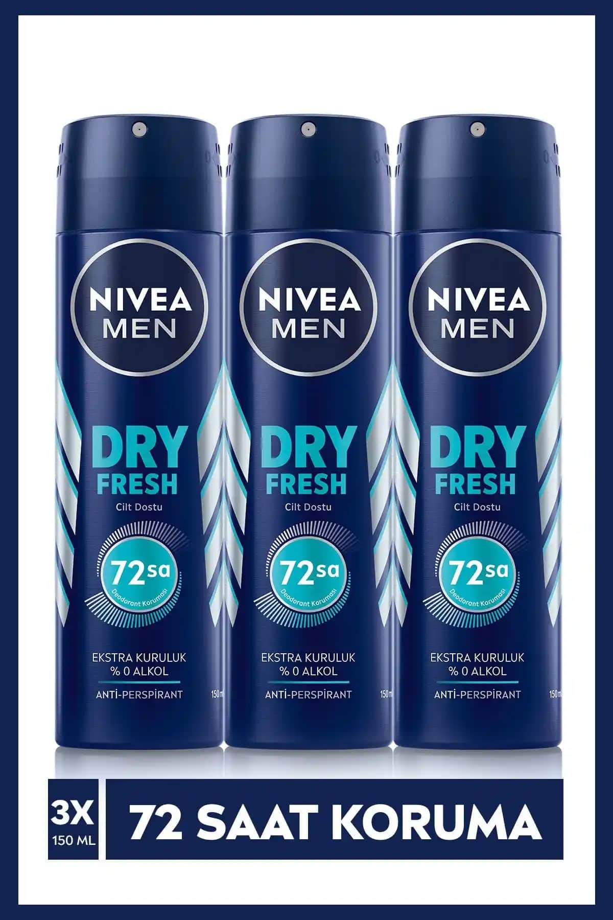 NİVEA Men Erkek Sprey Deodorant Dry Fresh: 72 Saat Koruma Sağlar