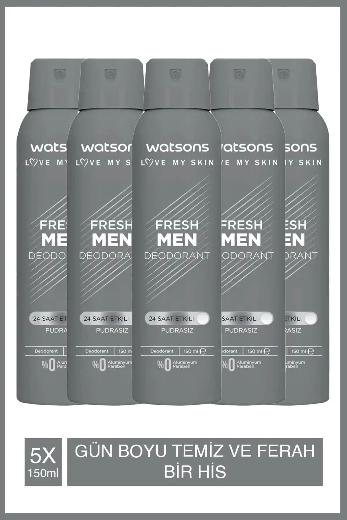 Watsons Fresh Men Pudrasız Deodorant Sprey ile Gün Boyu Ferahlık
