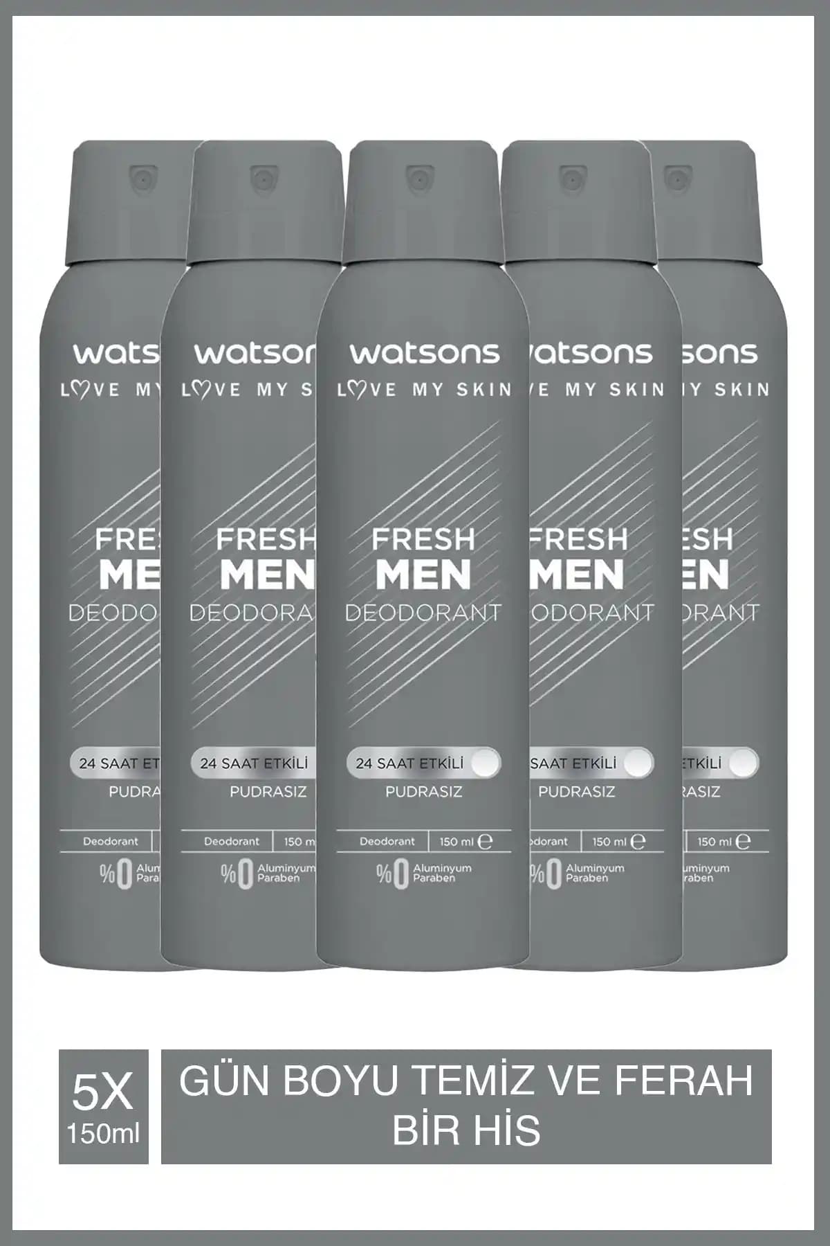 Watsons Fresh Men Pudrasız Deodorant Sprey ile Gün Boyu Ferahlık
