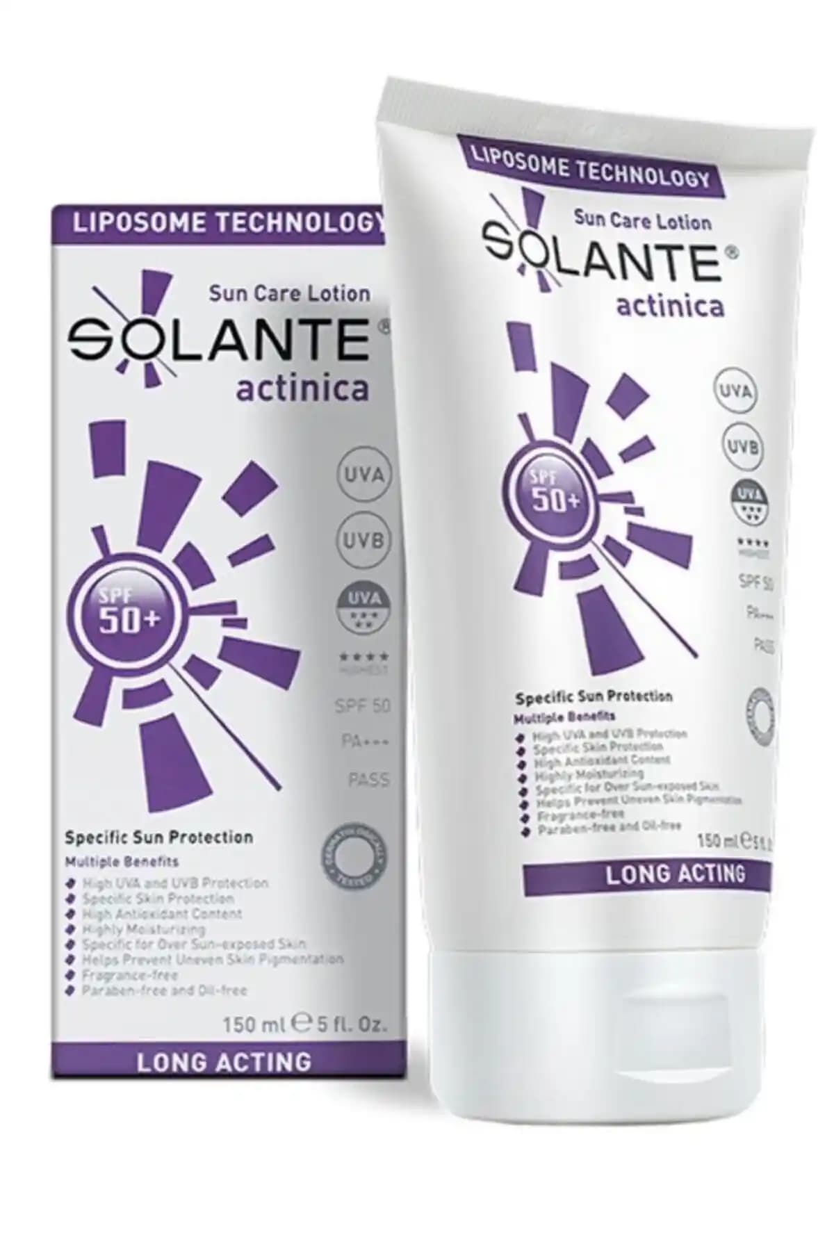 Solante Actinica ve Solante Antiox SPF 50 Güneş Koruyucu Ürünlerin Karşılaştırması ve Özellikleri