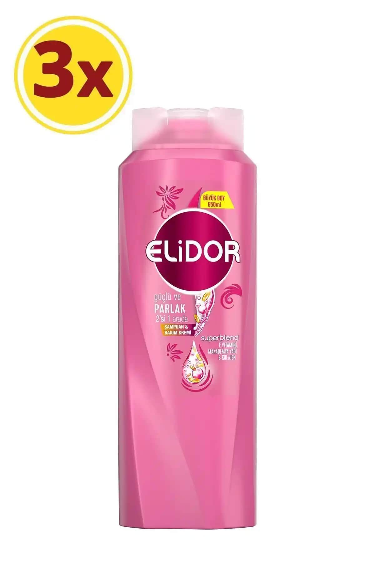Elidor Güçlü ve Parlak Saçlar için 2'si 1 Arada Şampuan ve Saç Kremi