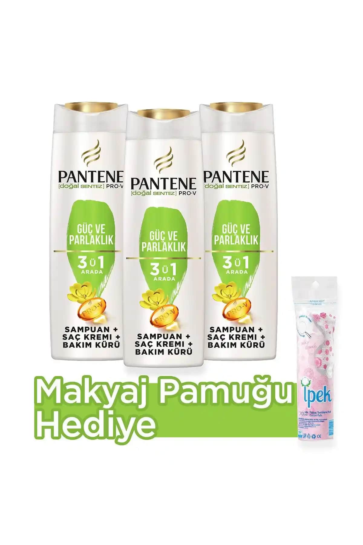 Pantene 3'ü 1 Arada Şampuan Krem Bakım Kürü ile Güçlü ve Parlak Saçlar