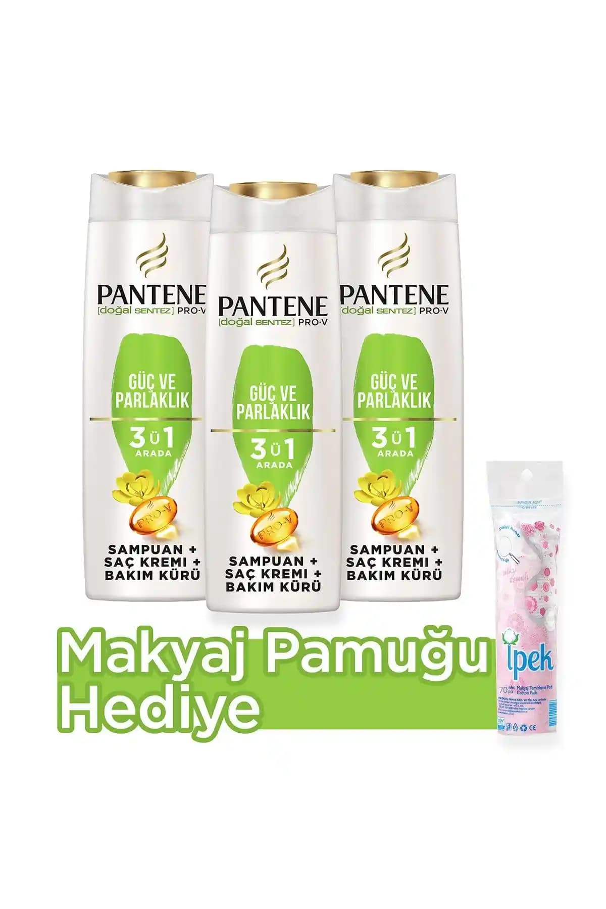 Pantene 3'ü 1 Arada Şampuan Krem Bakım Kürü ile Güçlü ve Parlak Saçlar