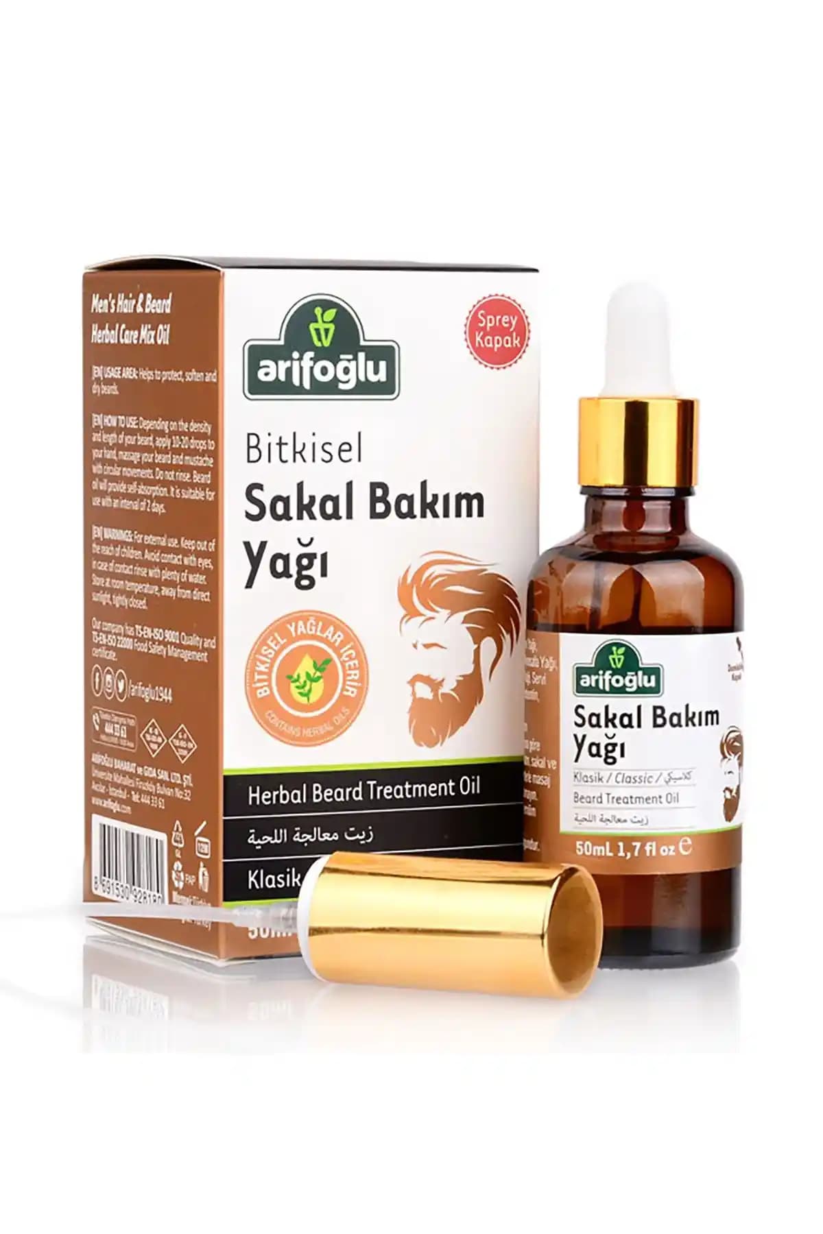Arifoğlu Bitkisel Sakal Bakım Yağı 50ml doğal içeriklerle sakal ve bıyık bakımı sağlar