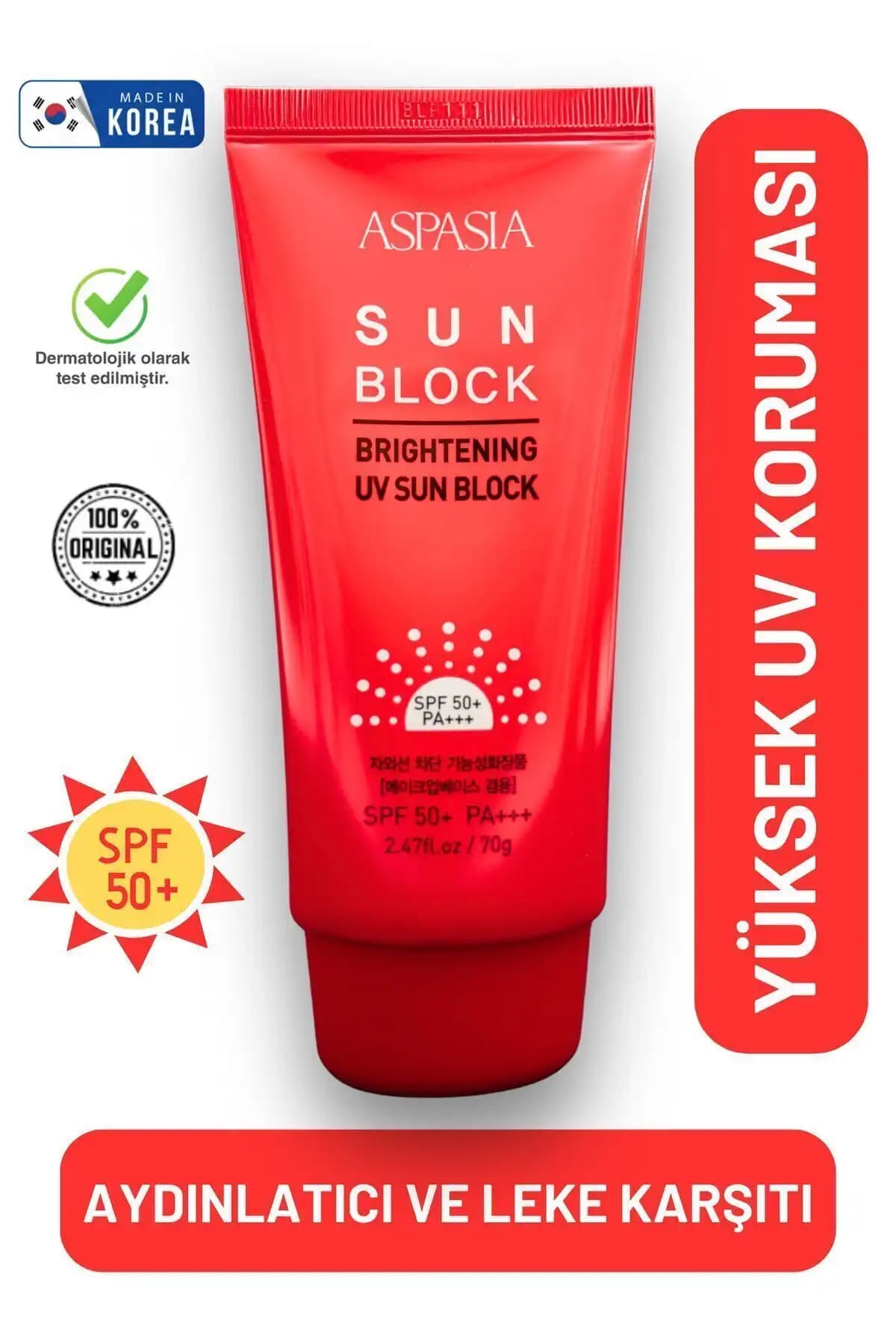 ASPASIA KOREA Güneş Kremi SPF 50+ PA+++ Nemlendiren ve Aydınlatıcı Özellikleriyle