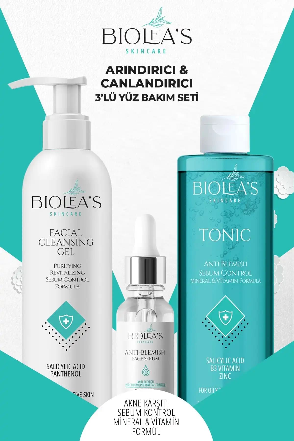 Biolea Akne Karşıtı Sebum Kontrol ve Doğal Cilt Bakım Seti Ürünleri