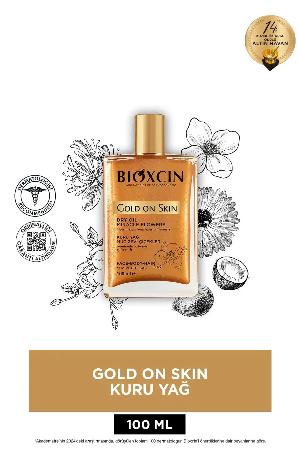 Bioxcin Gold On Skin Altın Parıltılı Kuru Yağ: Lüks Cilt ve Saç Bakım Ürünü Özellikleri