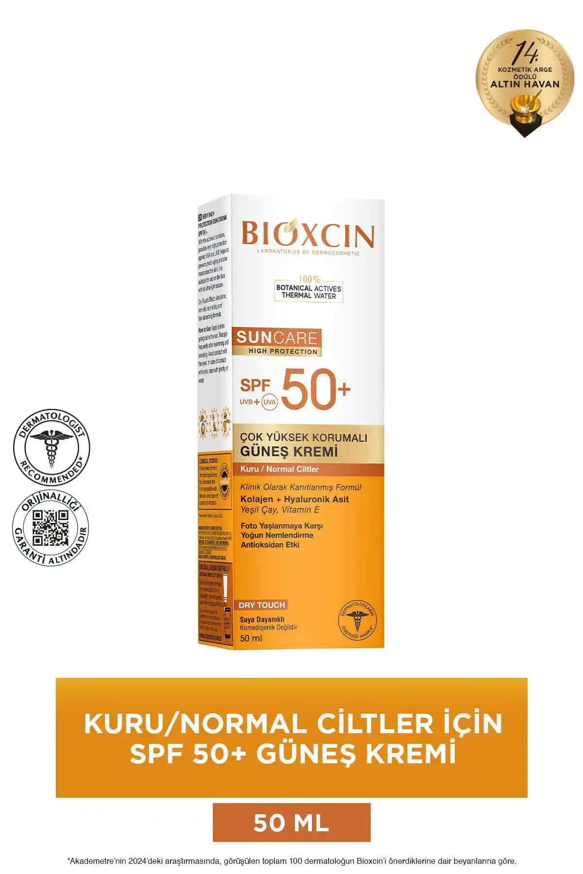 Bioxcin Sun Care SPF 50 Güneş Kremi Kuru ve Normal Ciltler İçin Yüksek Koruma