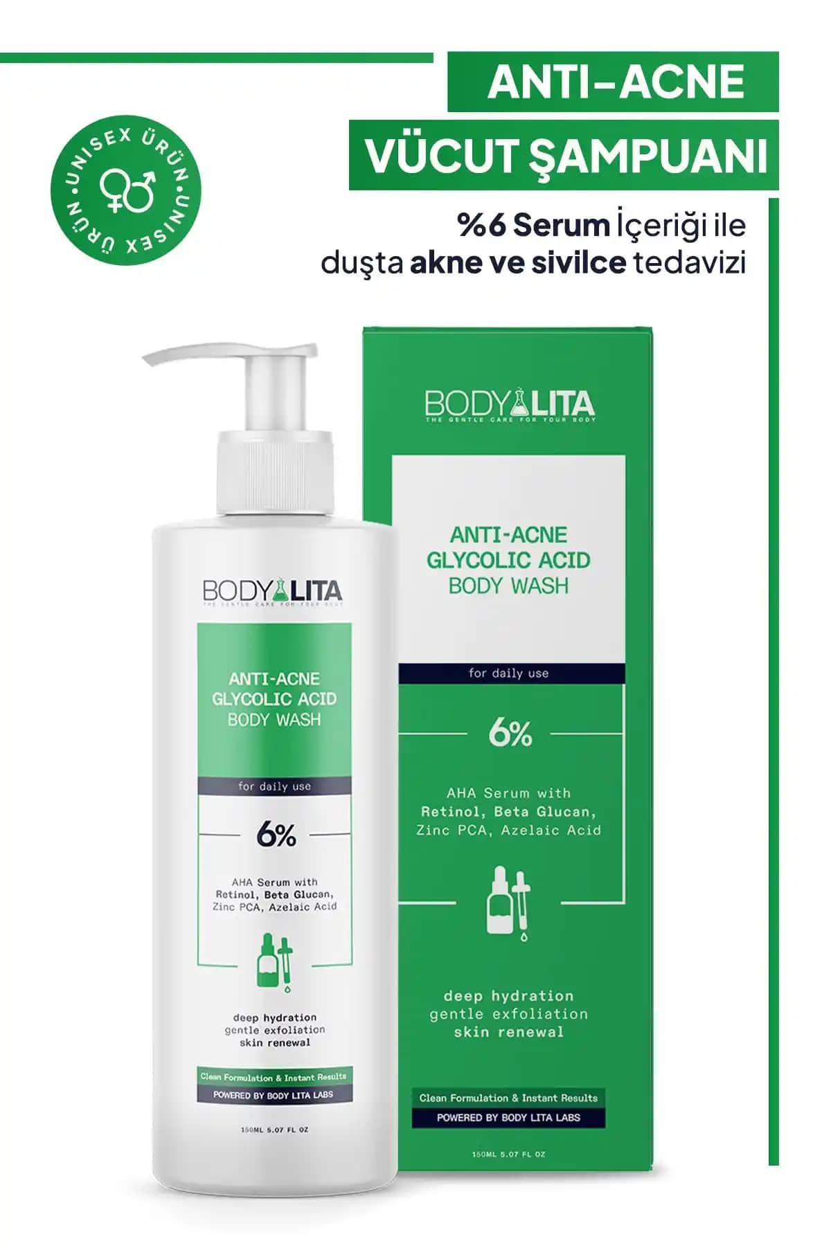 Bodylita Anti-Akne Vücut Şampuanı: Doğal ve Etkili Sivilce Karşıtı Cilt Bakım Ürünü