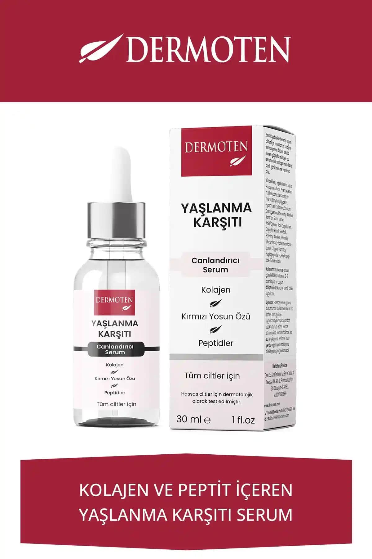 Dermoten Yaşlanma Karşıtı Serum: Elastikiyeti Artıran ve Kırışıklıkları Azaltan Formül