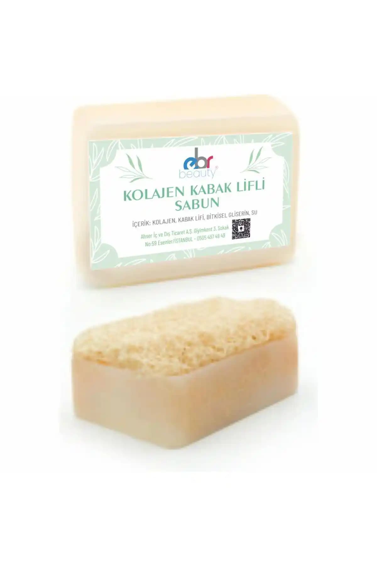 EBR BEAUTY Doğal El Yapımı Kabak Lifli Kolajen Sabun Cilt Temizliği ve Yenileme İçin