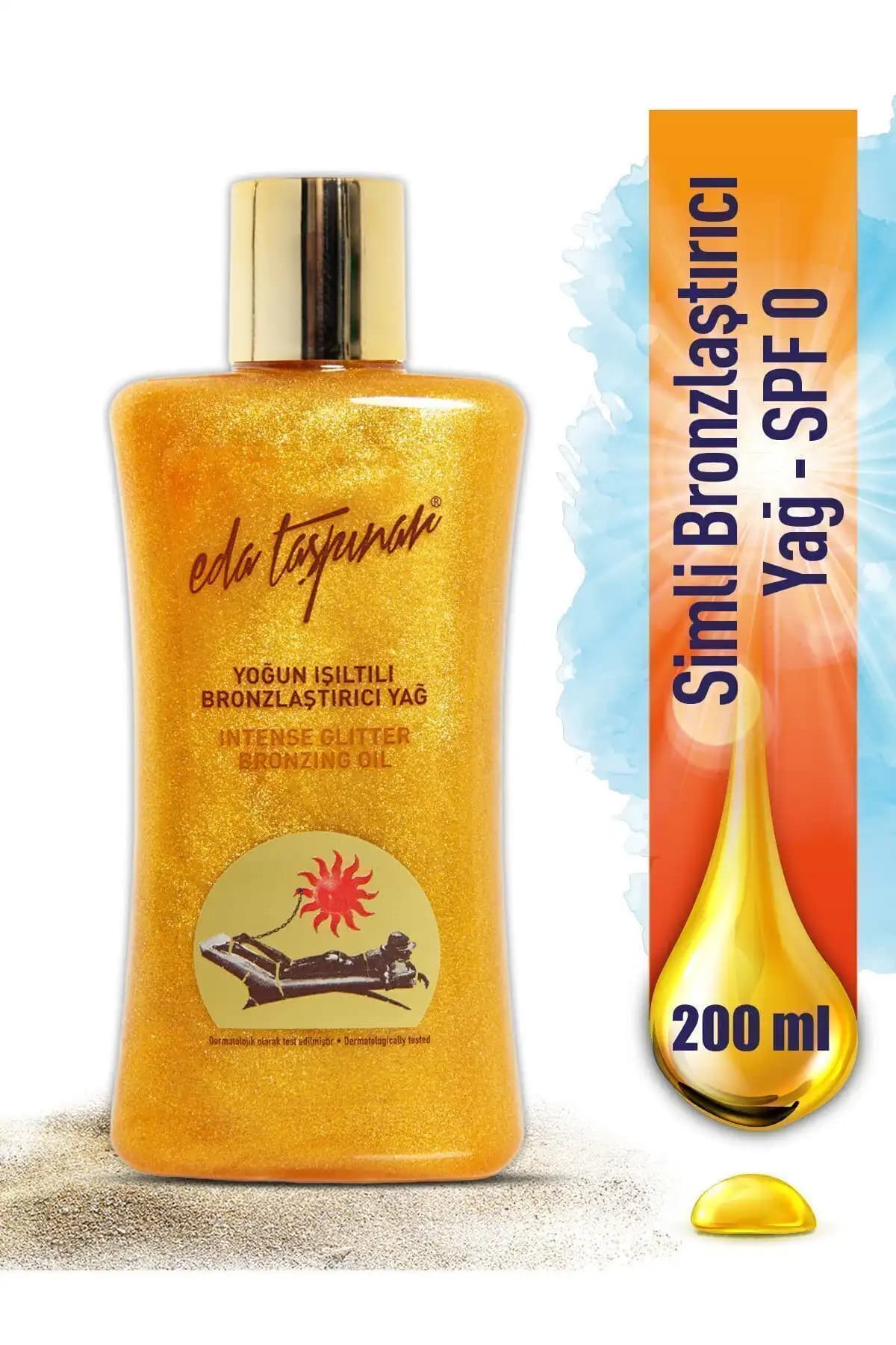 Eda Taşpınar Yoğun Bronzlaştırıcı Işıltılı Simli Yağ 200 ml Güneş ve Doğal Güzellik İçin