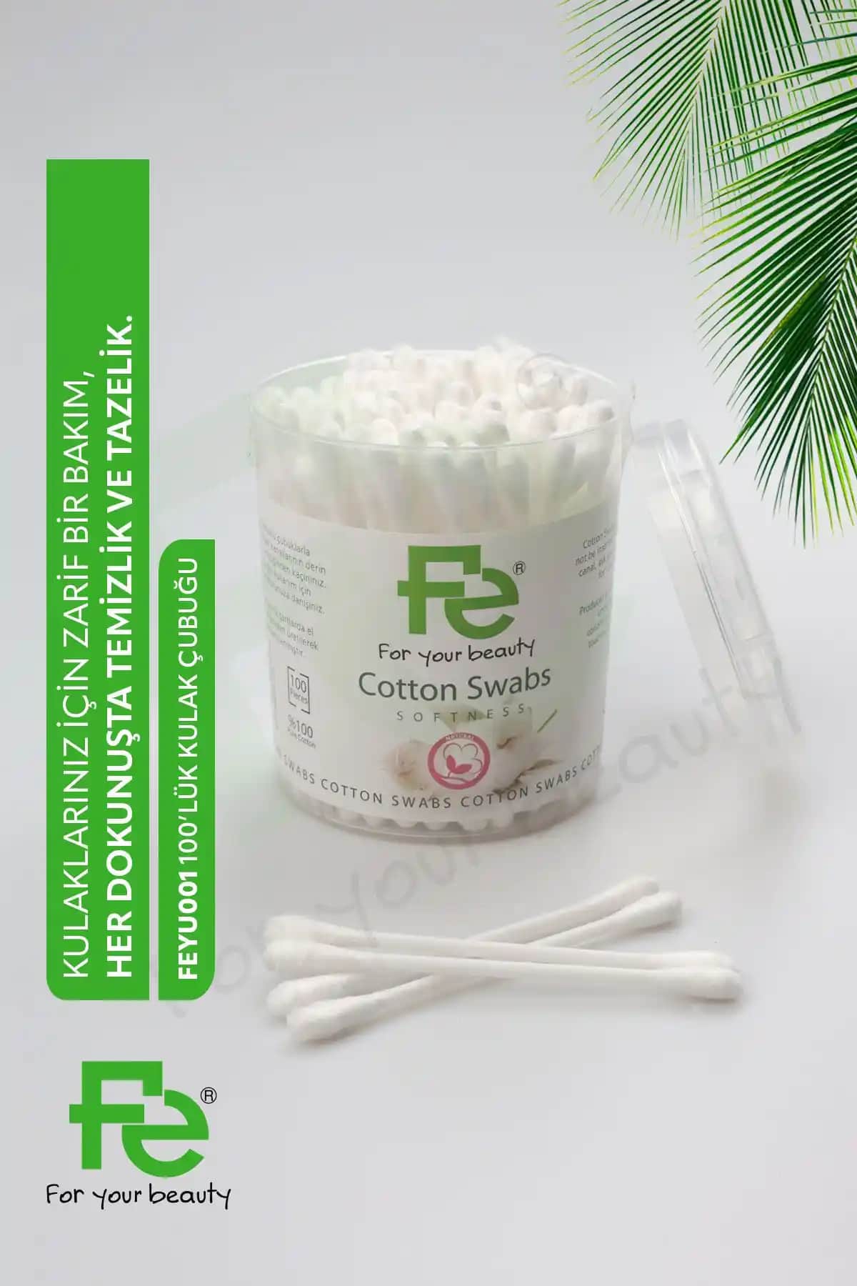 Fe Kulak Temizleme Çubuğu 100 Adet Güvenli ve Hijyenik Kulak Bakımı İçin Uygun