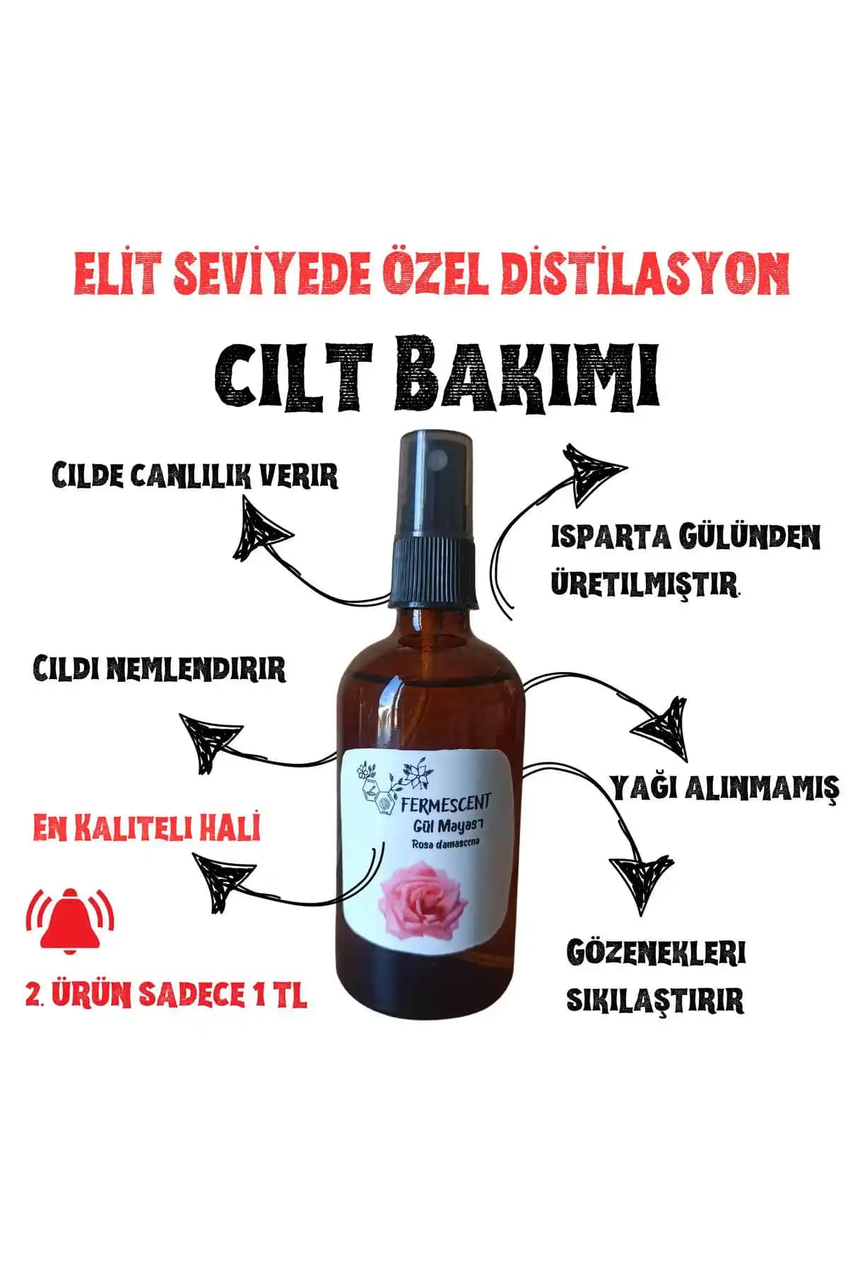 Fermescent Gül Mayası Suyu Hidrosolü: Doğal ve Çok Yönlü Cilt Bakım Ürünü