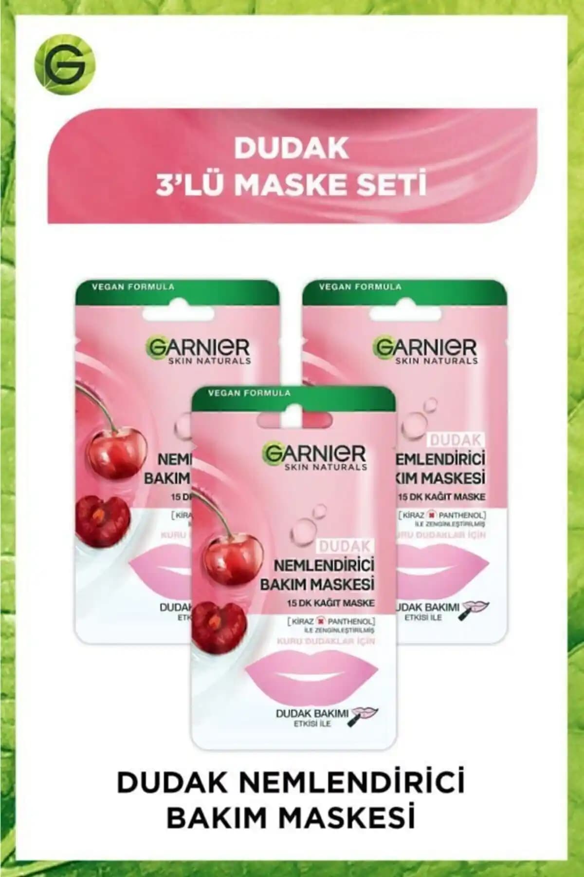 Garnier Dudak Nemlendirici Bakım Maskesi 3'lü Set ile Yoğun Nem ve Yumuşaklık Sağlama