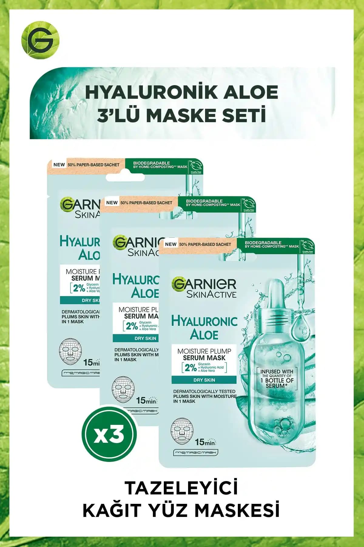 Garnier Hyaluronik Aloe Tazeleyici Kağıt Yüz Maskesi: Derin Nem ve Canlandırıcı Etki