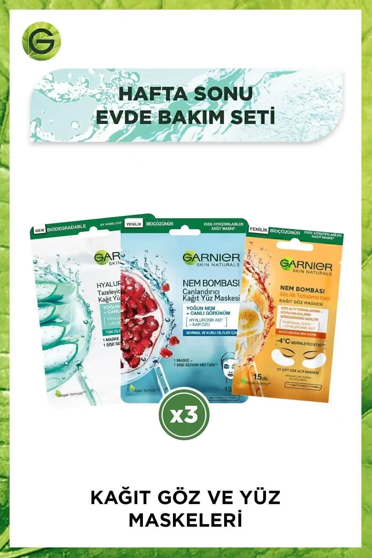 Garnier STD Hafta Sonu Evde Bakım Kağıt Yüz Maskesi Klasik ile Kuru ve Hassas Ciltler İçin Derin Nem Sağlama