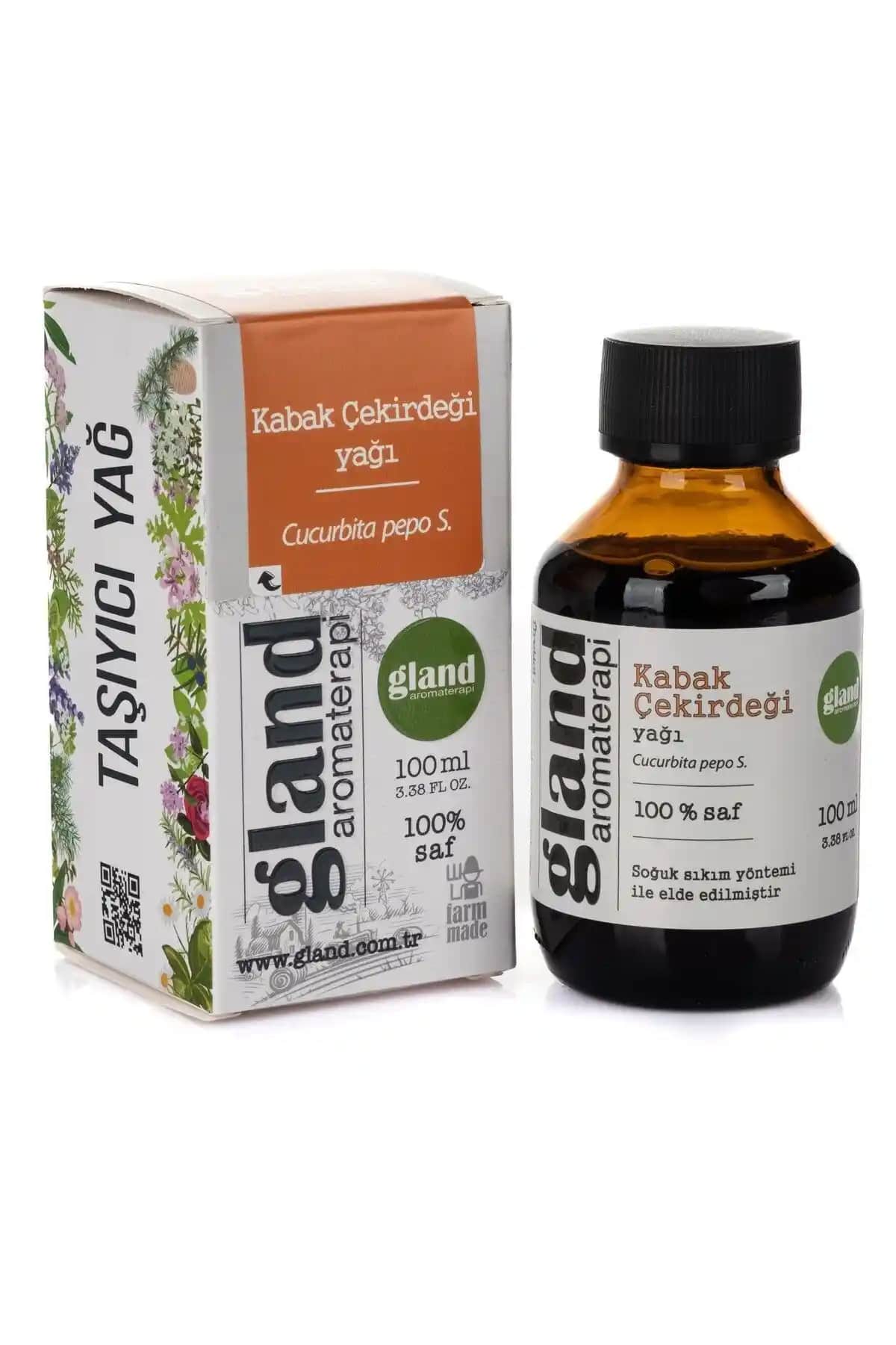 Gland Kabak Çekirdeği Yağı 100ml doğal saç ve cilt bakım ürünü, anti-inflamatuar ve anti-aging özellikleriyle