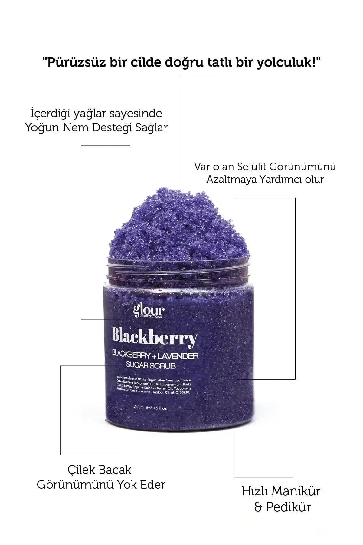 GLOUR Blackberry Lavender Sugar Scrub: Doğal ve Nemlendirici Vücut Peelingi Özellikleri