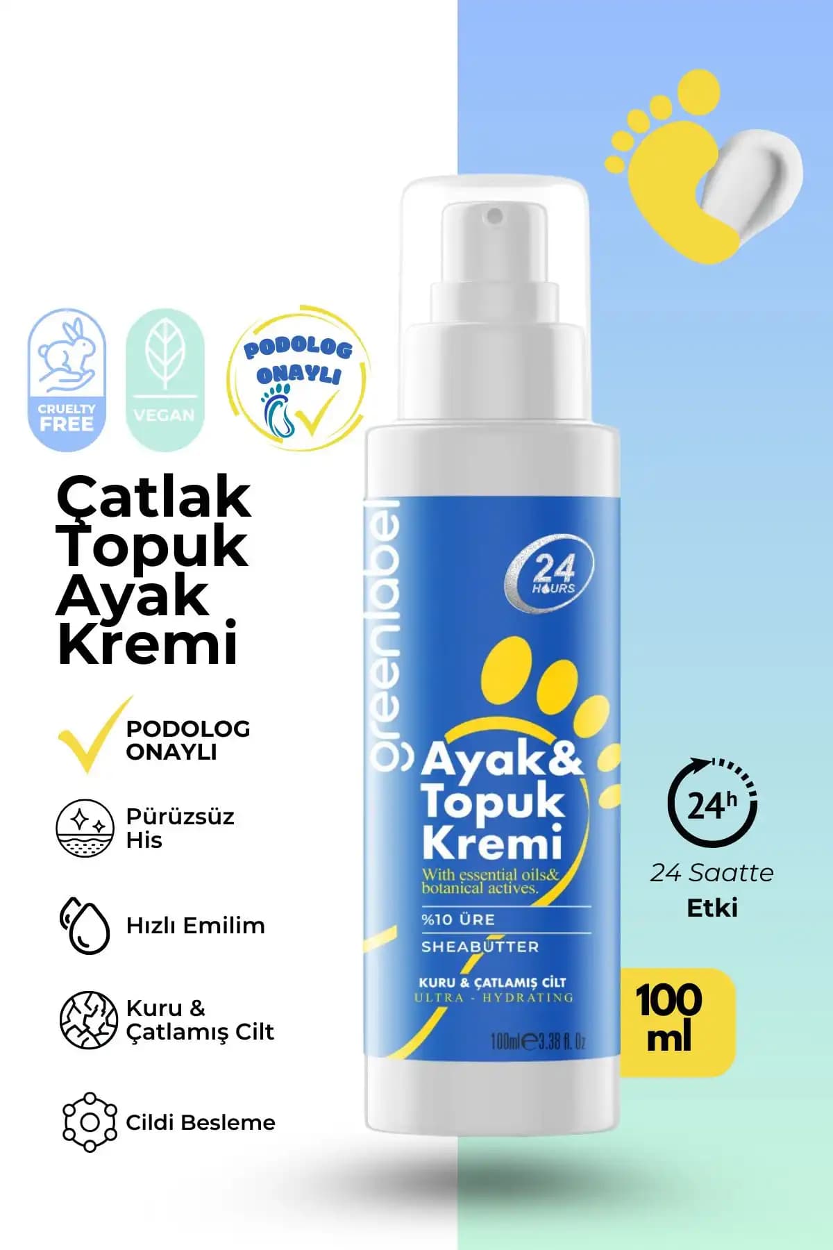 Green Label Ayak ve Topuk Çatlak Bakım Kremi: Doğal İçeriklerle Güçlü ve Etkili Ayak Bakımı