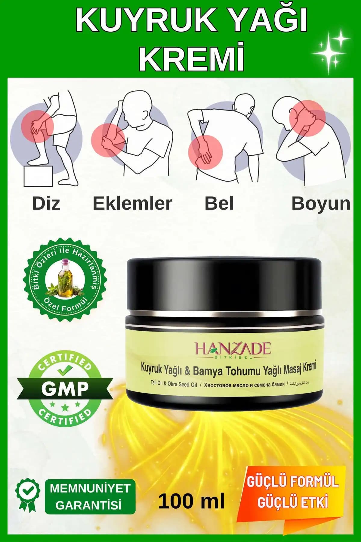 Hanzade Bitkisel Kuyruk Yağı ve Bamya Tohumu Yağlı Ağrı Masaj Kremi ile Doğal Rahatlık