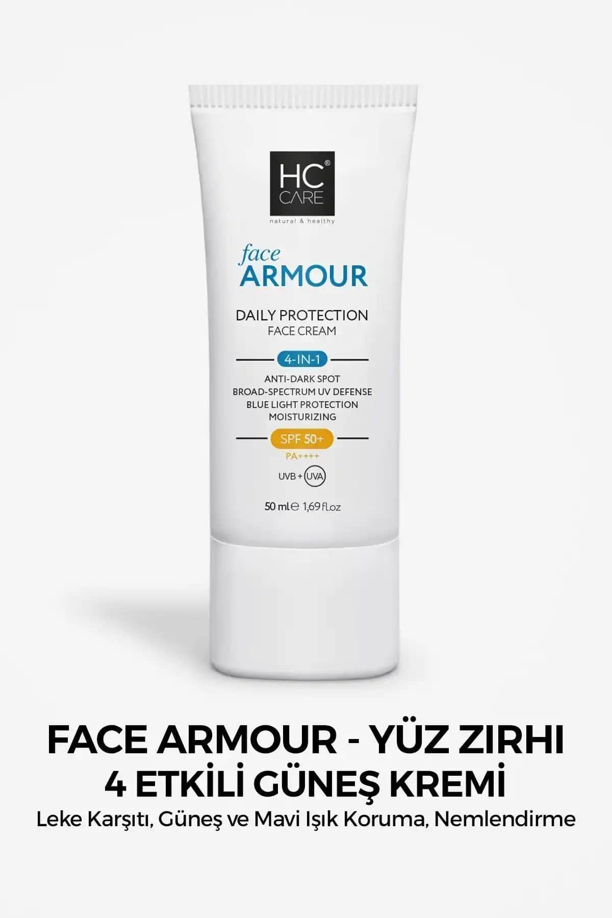 HC Care Face Armour SPF 50 Güneş Koruyucu ve Cilt Bakım Kremi 50 ml